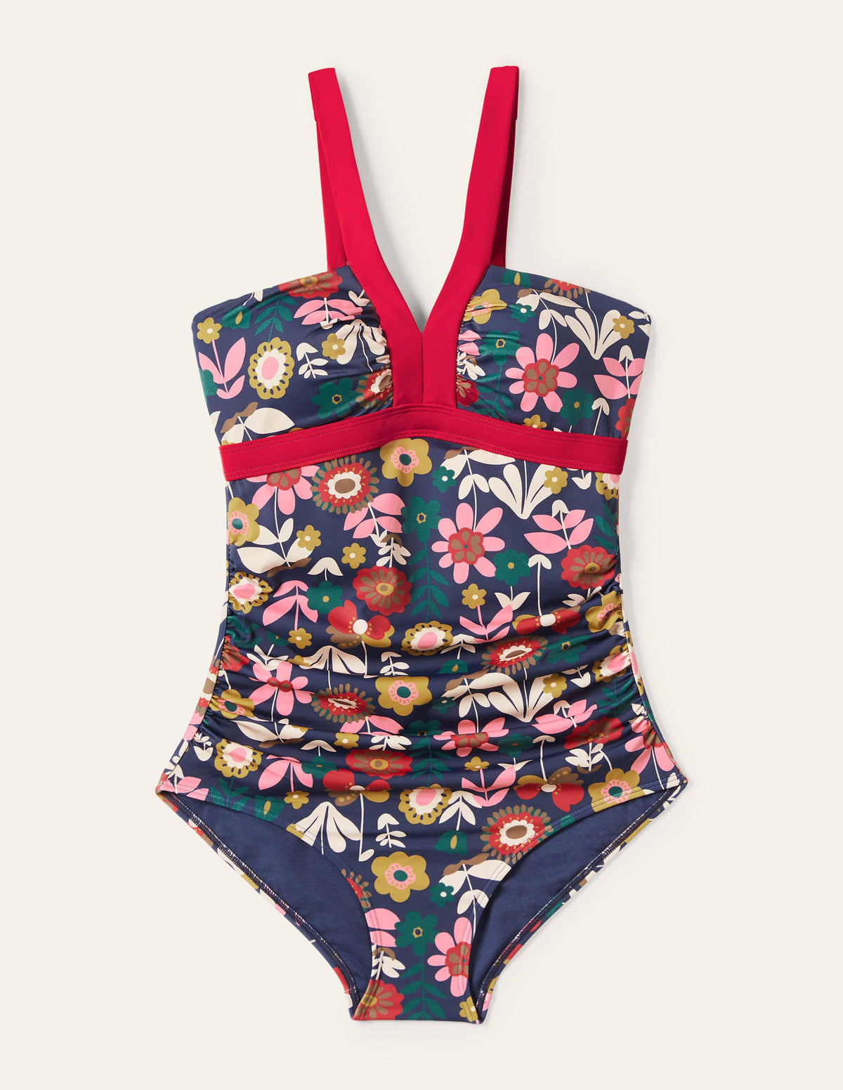 Corsica V-neck Swimsuit-French Navy, Flora Bloom-5