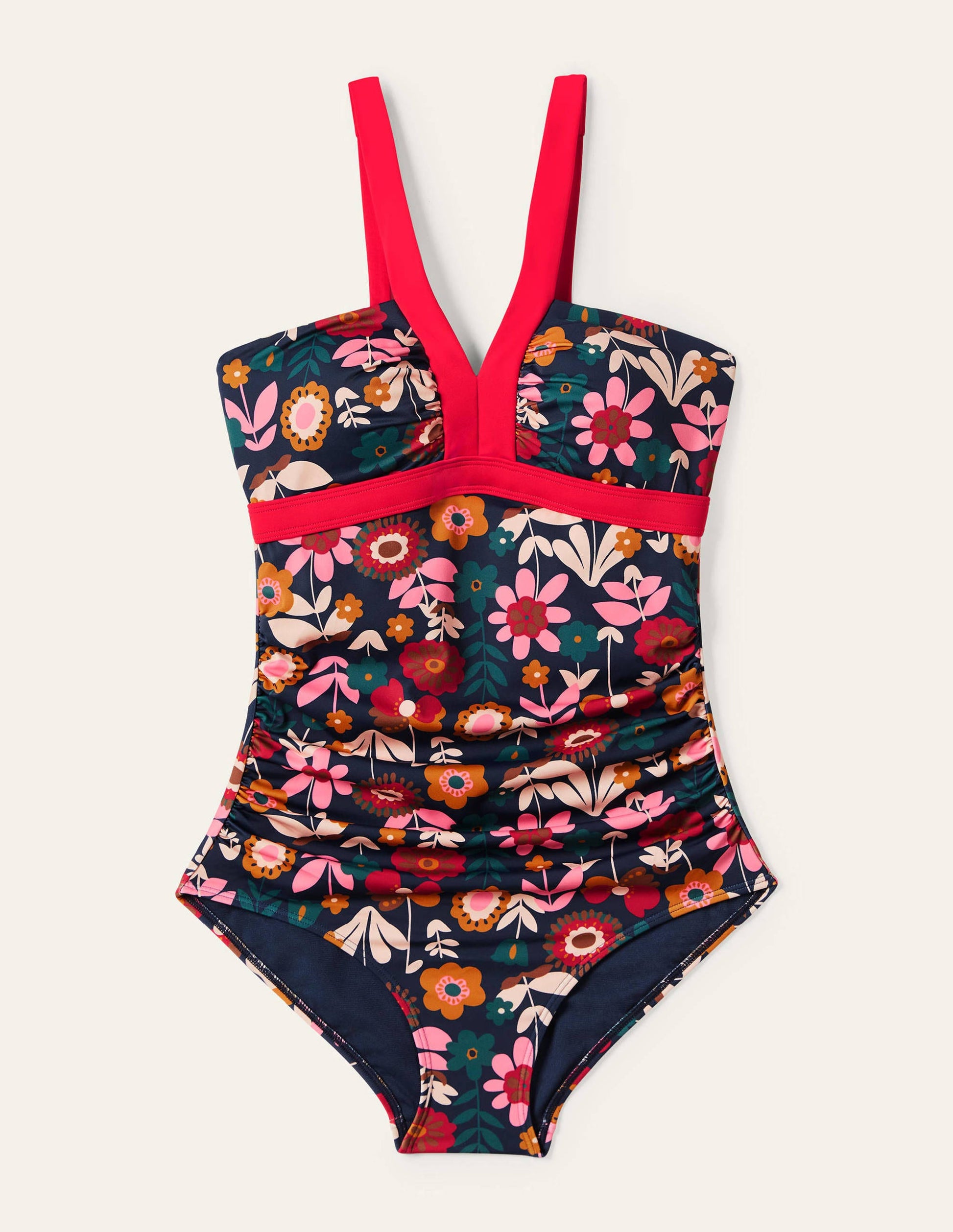 Corsica V-neck Swimsuit-French Navy, Flora Bloom-6