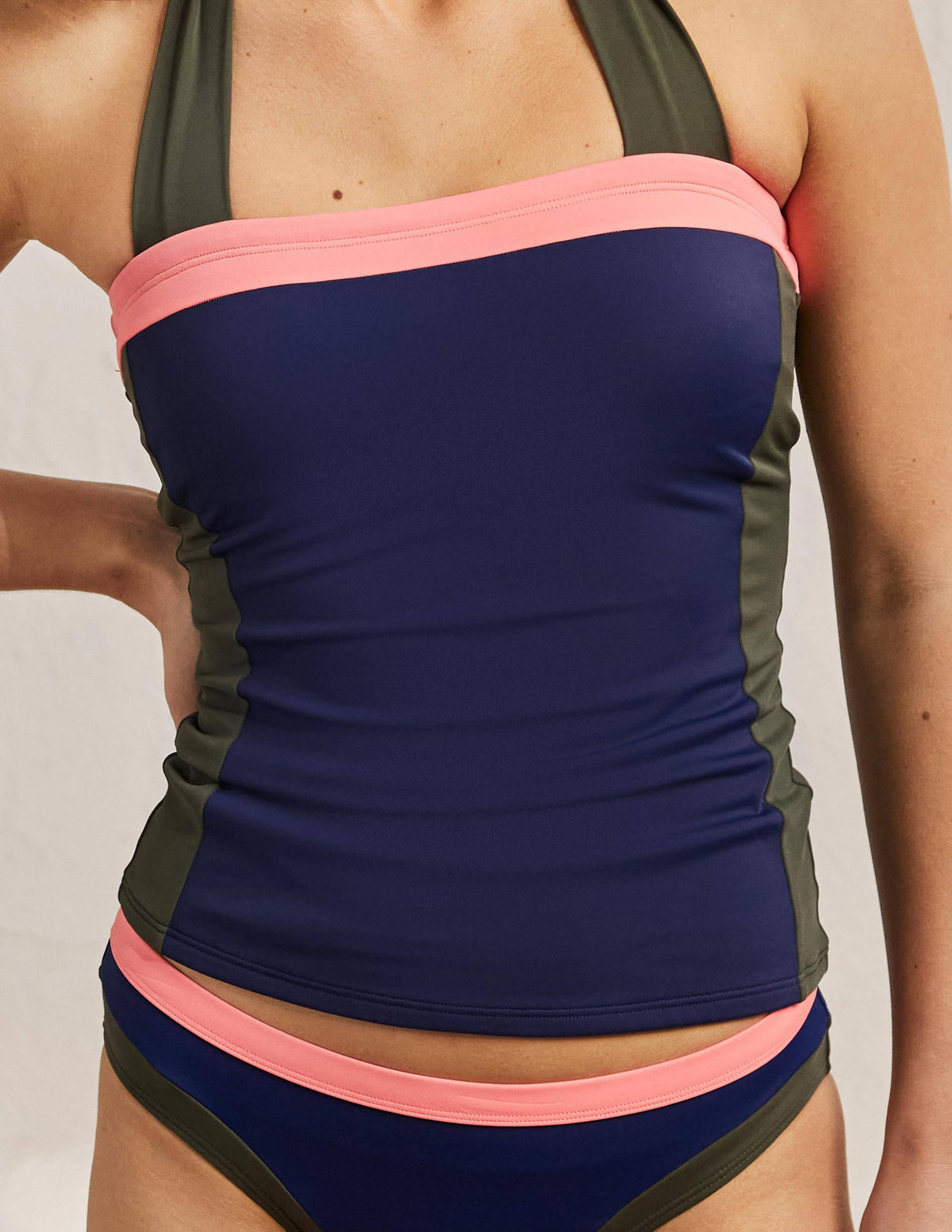 Santorini Tankini-Oberteil-Französisches Navy, Blockfarben-4