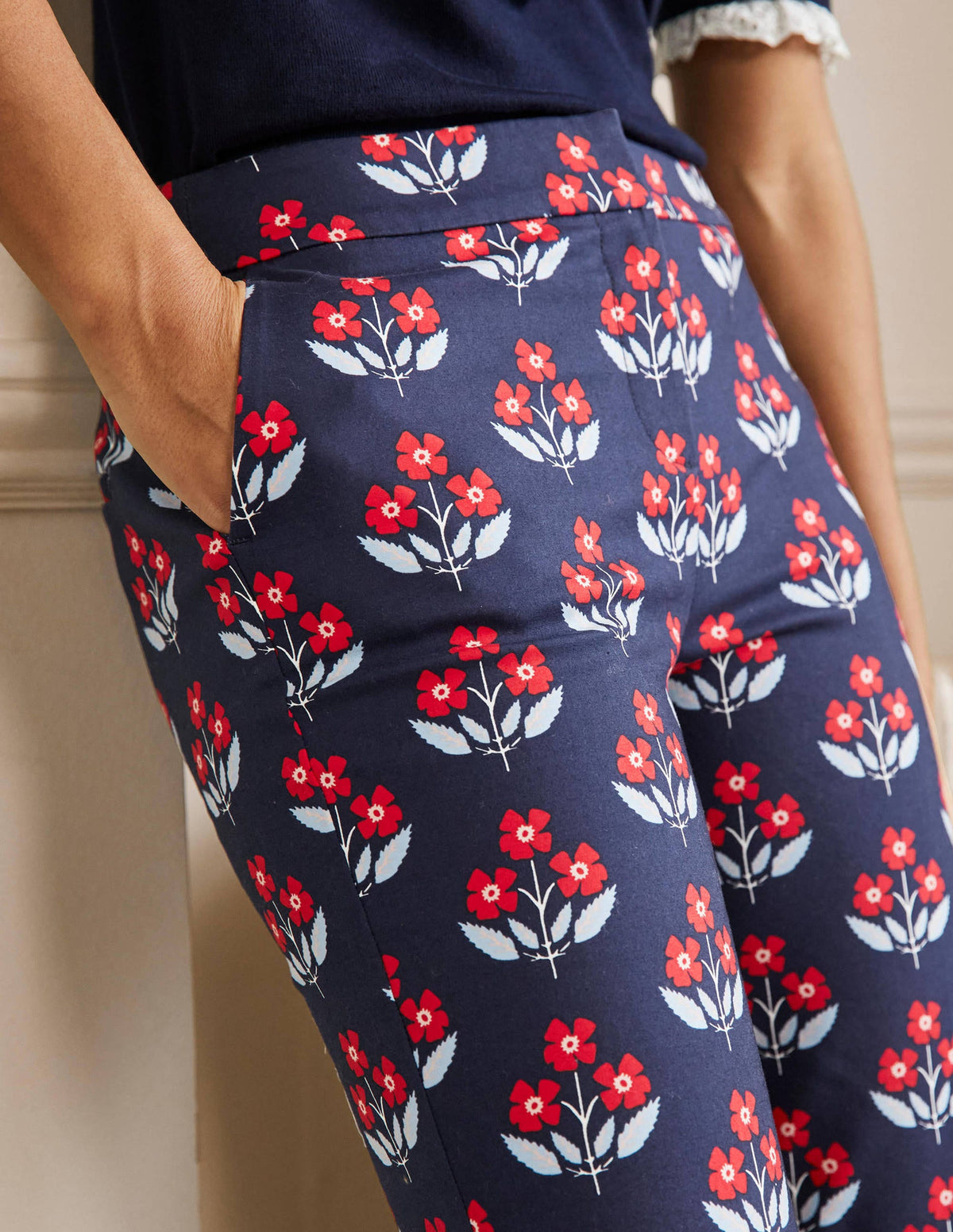 Richmond 7/8 Trouser-Navy, Blossoming Bud - Image 2