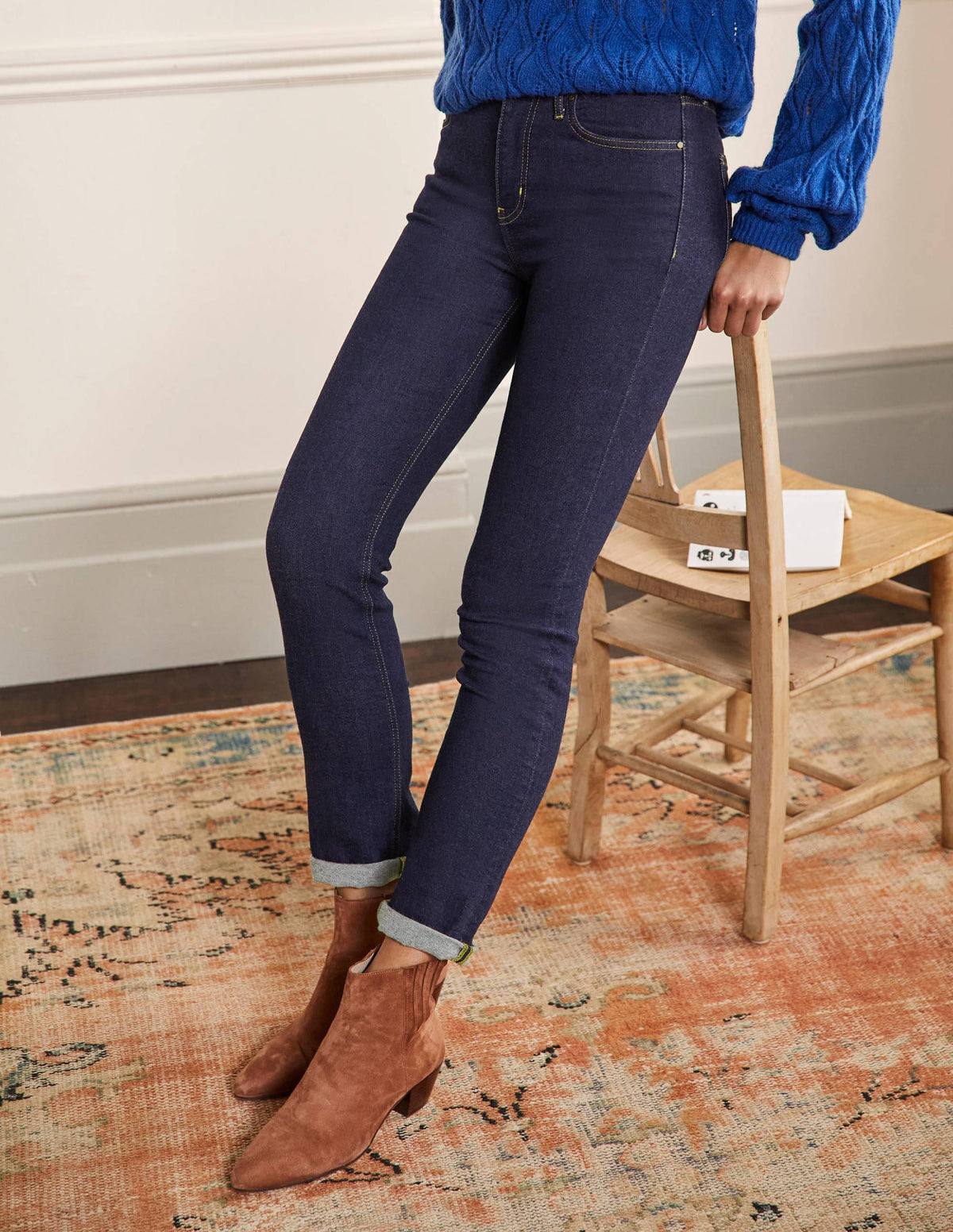 Schmale Jeans mit geradem Bein-Indigoblau-4