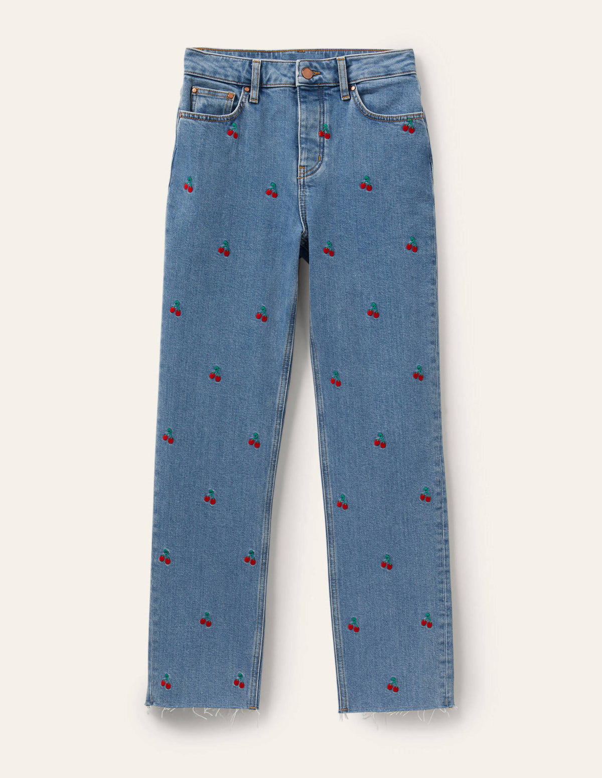 Lockere Jeans mit geradem Bein-Kirschenstickerei-6