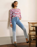 Lockere Jeans mit geradem Bein-Helles Vintageblau, Schimmernd