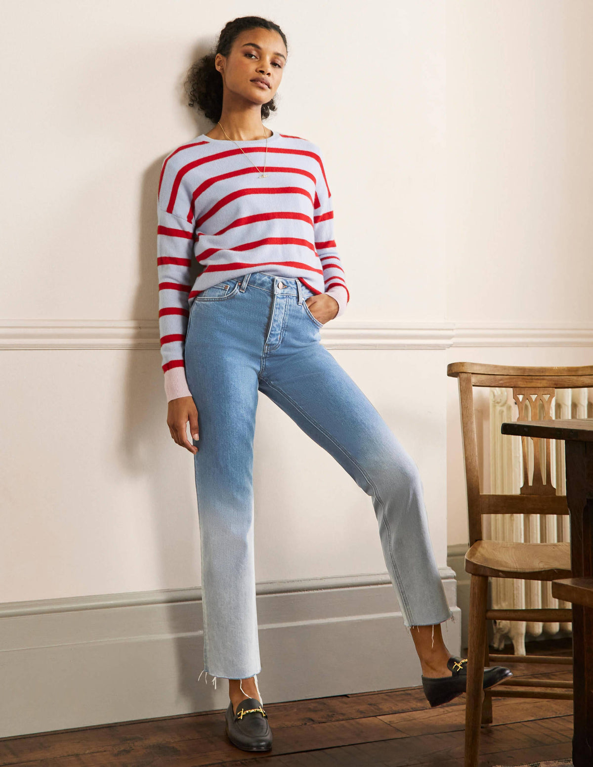 Lockere Jeans mit geradem Bein-Helles Vintageblau, Schimmernd - Image 1