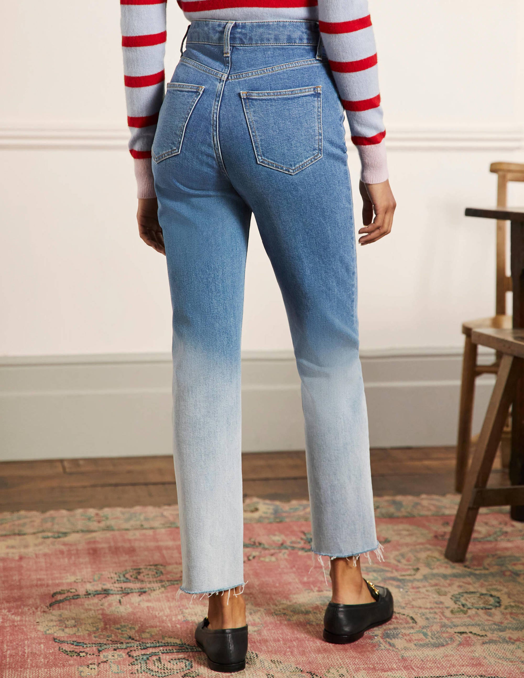 Lockere Jeans mit geradem Bein-Helles Vintageblau, Schimmernd - Image 3
