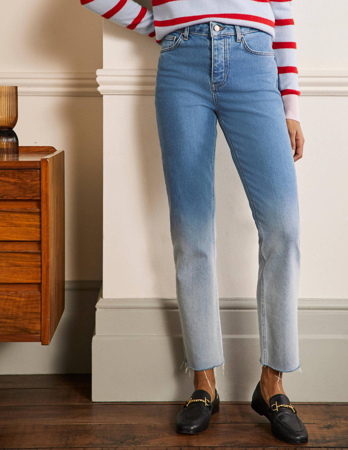 Lockere Jeans mit geradem Bein-Helles Vintageblau, Schimmernd - Image 4