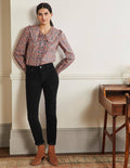 Corduroy Slim Straight Jeans-Black