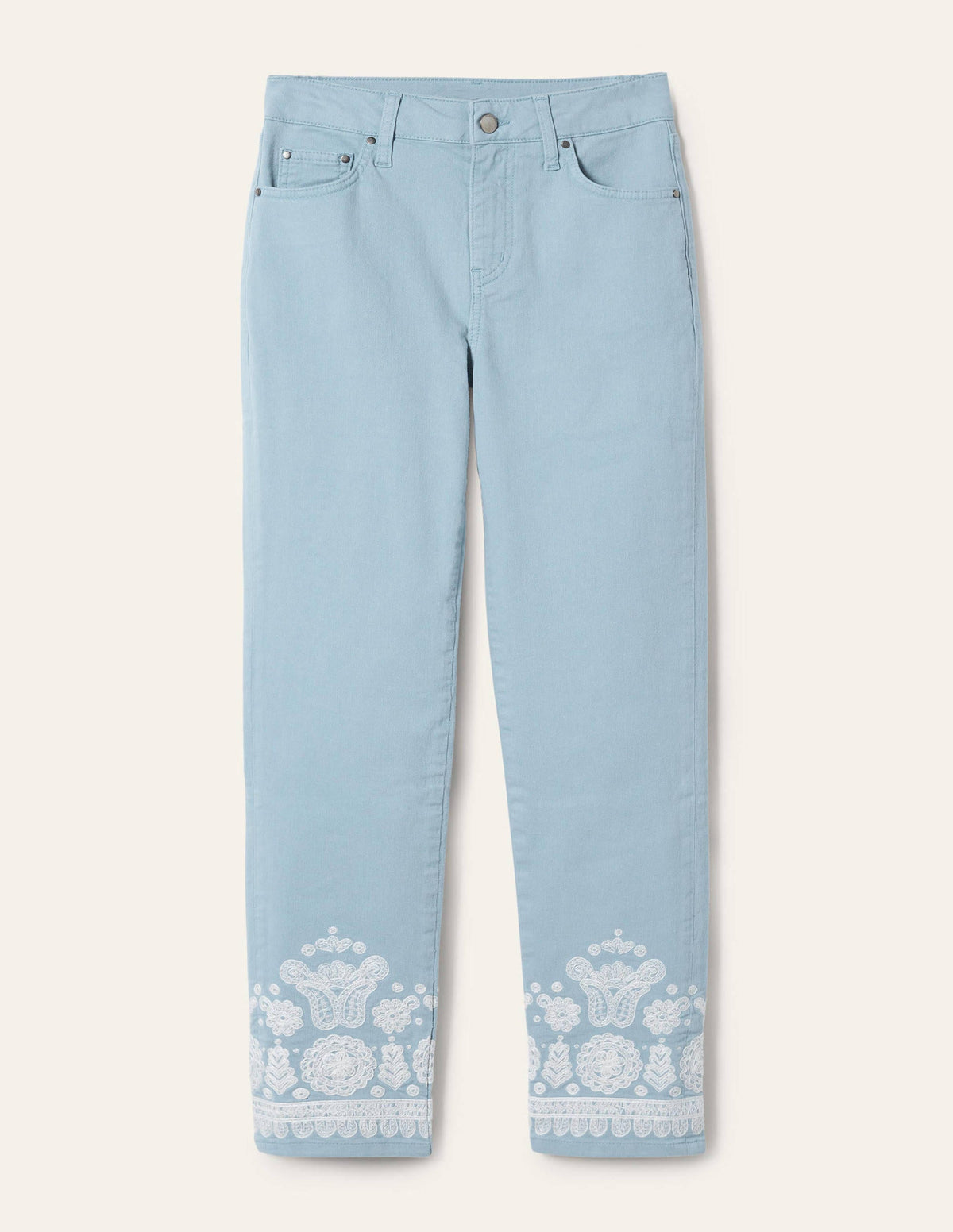 Schmale 7/8-Hose mit geradem Schnitt-Graublau, Stickerei - Image 6