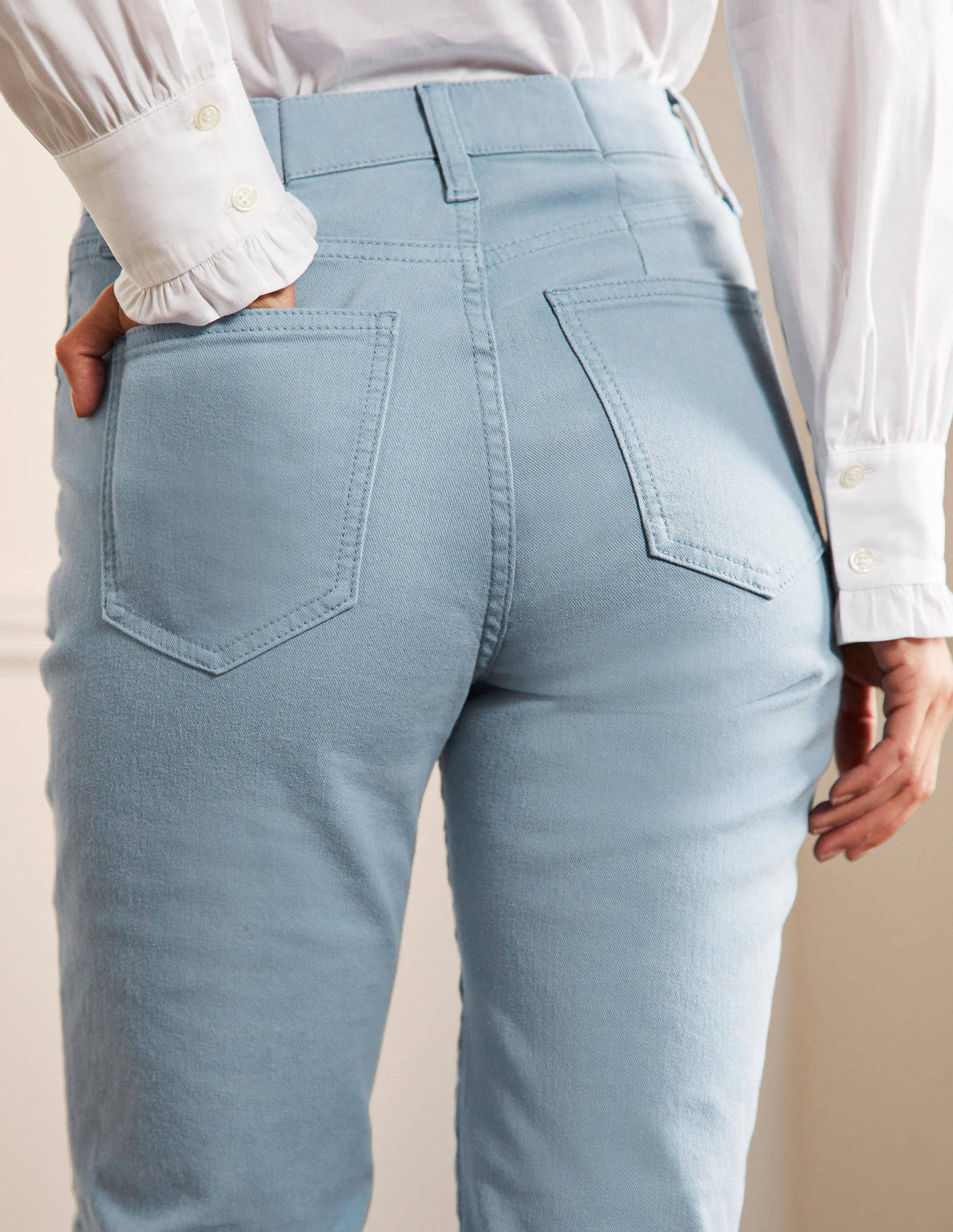 Schmale 7/8-Hose mit geradem Schnitt-Graublau, Stickerei - Image 3