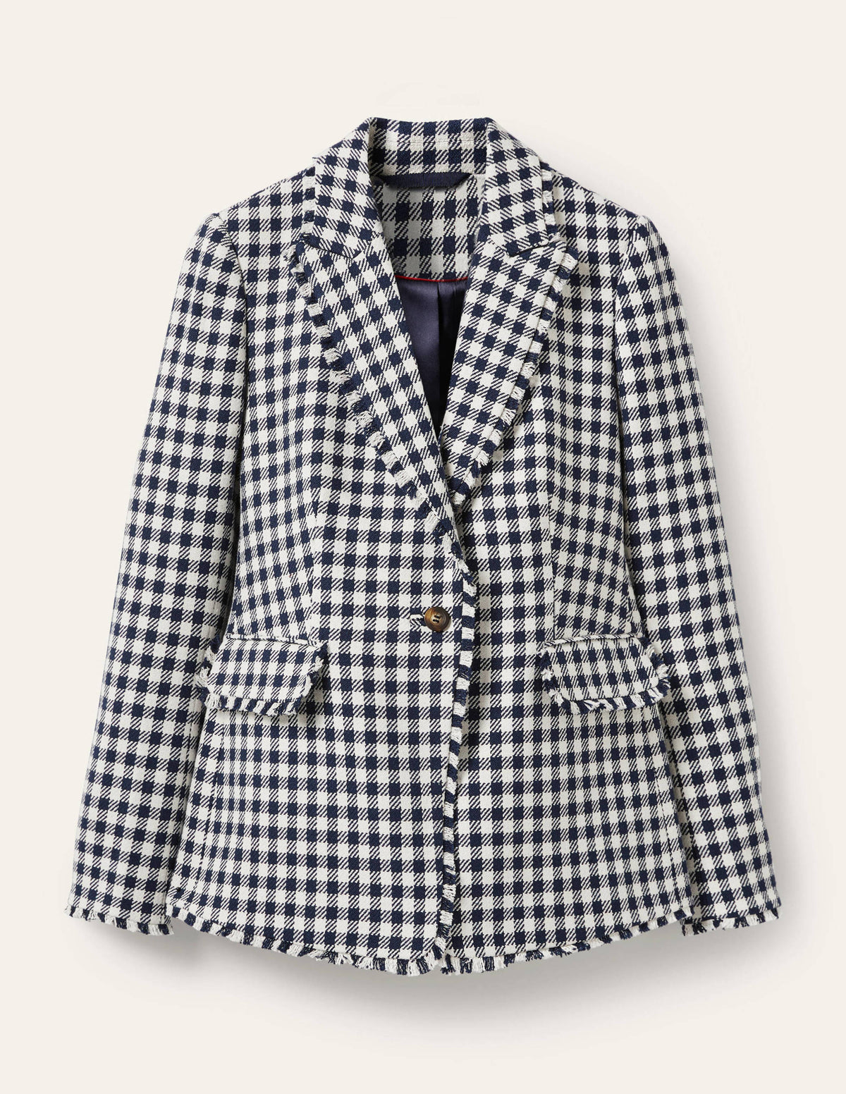 Blazer aus Baumwolltwill mit Fransen-Französisches Navy, Vichykaros - Image 7