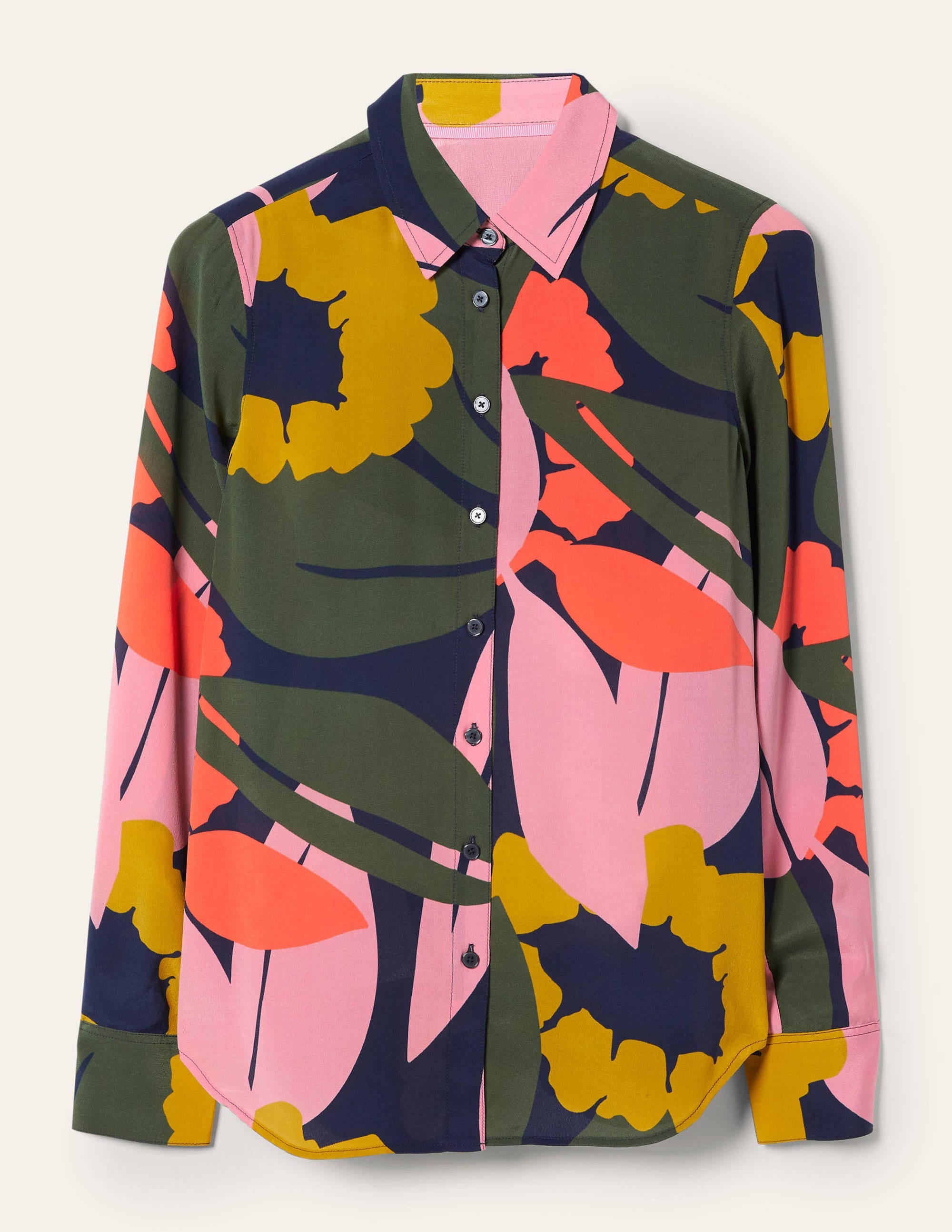 Seidenhemd-Französisches Navy, Abstrakte Blumen - Image 5