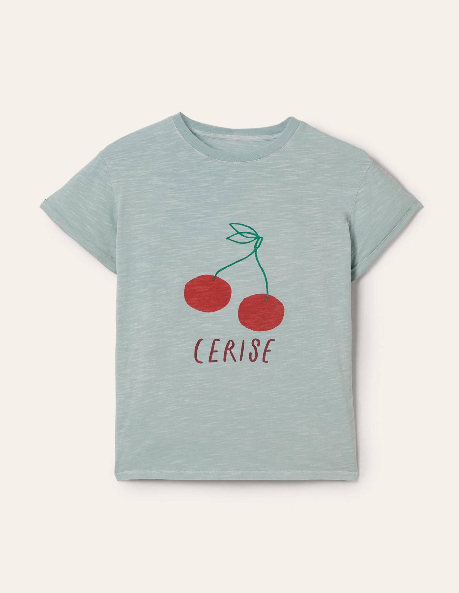 T-shirt avec revers aux manches-Ciel matinal, cerise-5