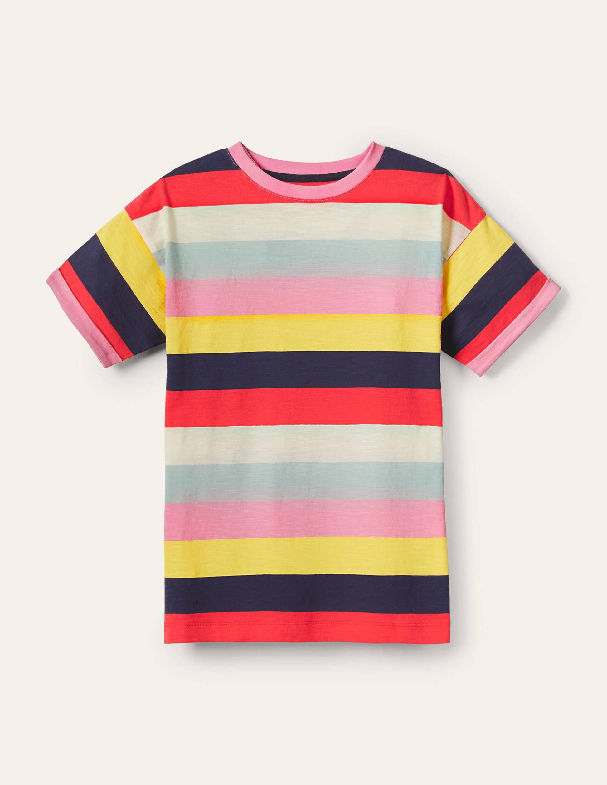 T-shirt avec revers aux manches-Fleur printanière, jonquille multi-5