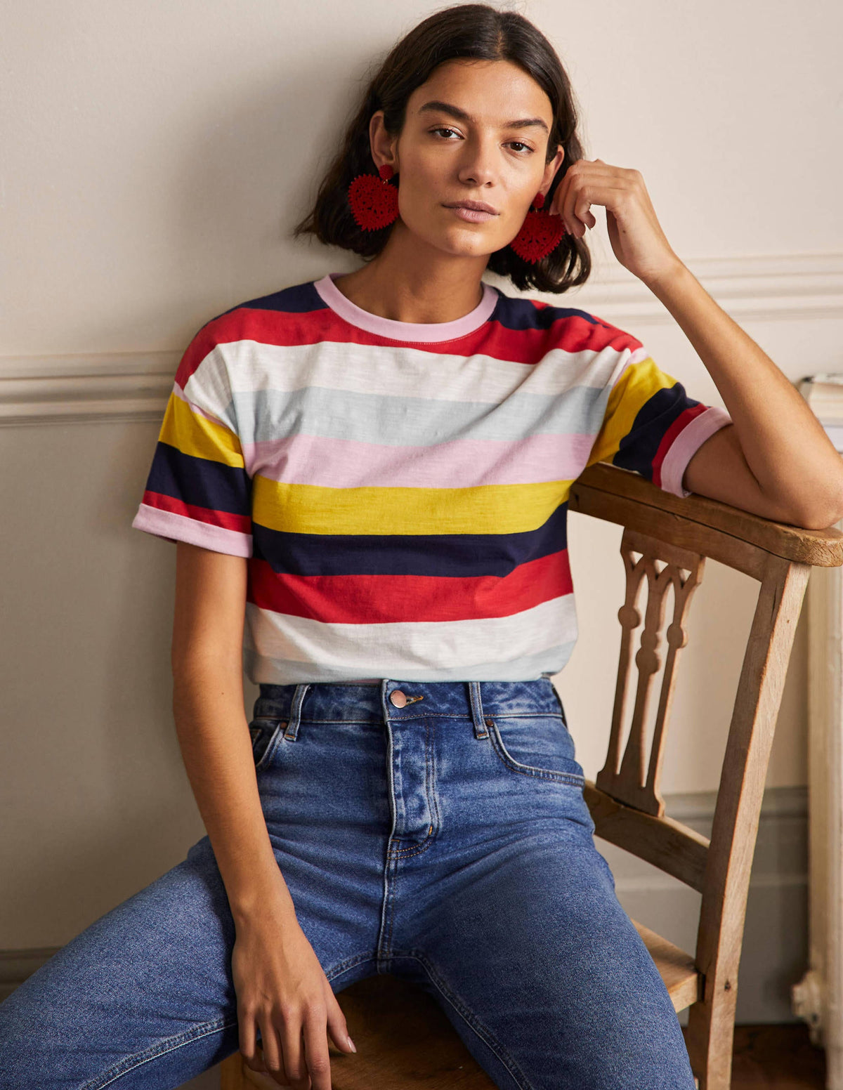 T-shirt avec revers aux manches-Fleur printanière, jonquille multi - Image 4