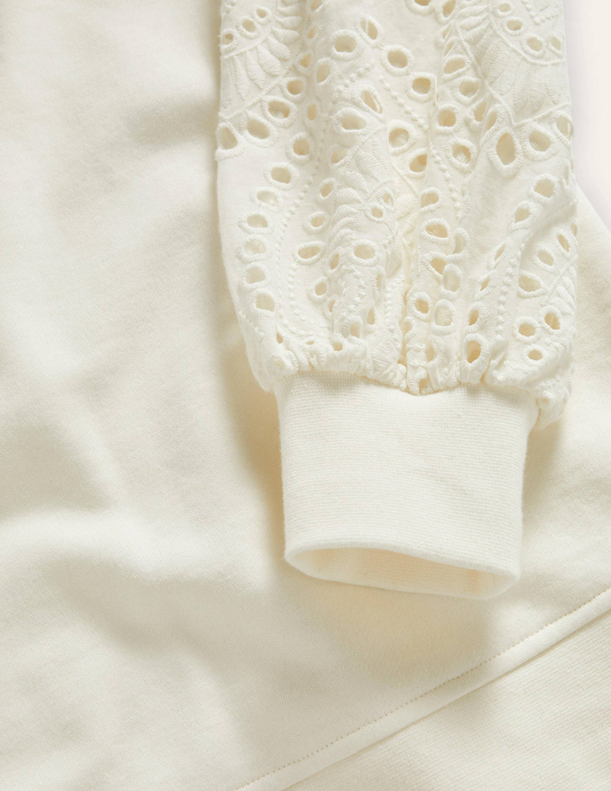 Sweat à manches broderie anglaise blousantes-Ivoire-6