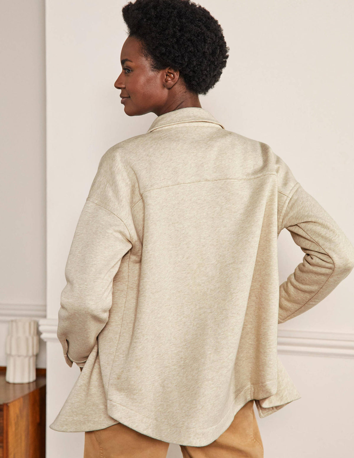 Hemdjacke aus Jersey-Hellbeige Meliert - Image 3