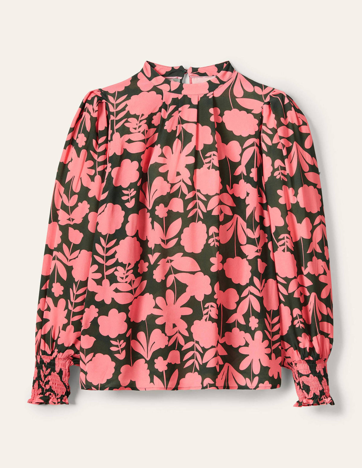 Oberteil mit breiten gesmokten Bündchen-Sumpfgrün, Blüten - Image 6