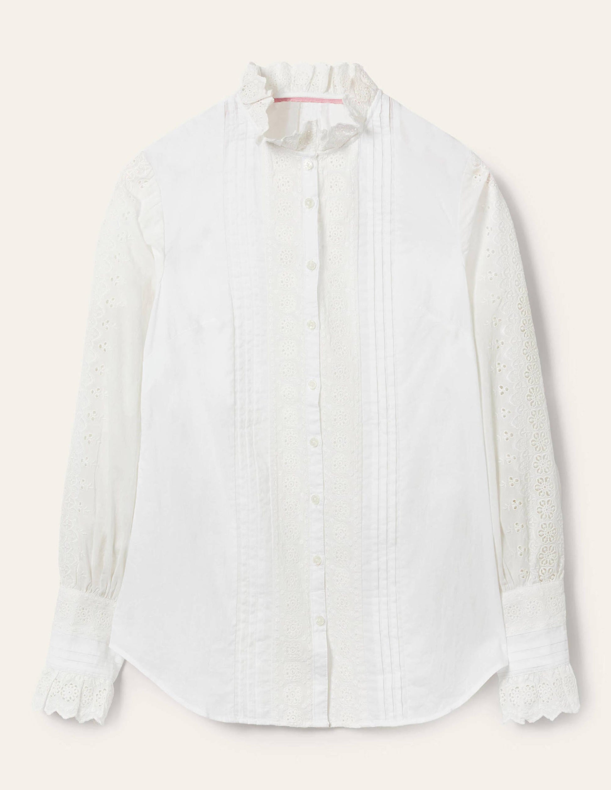 Bluse mit Spitzenborte-Weiß-5