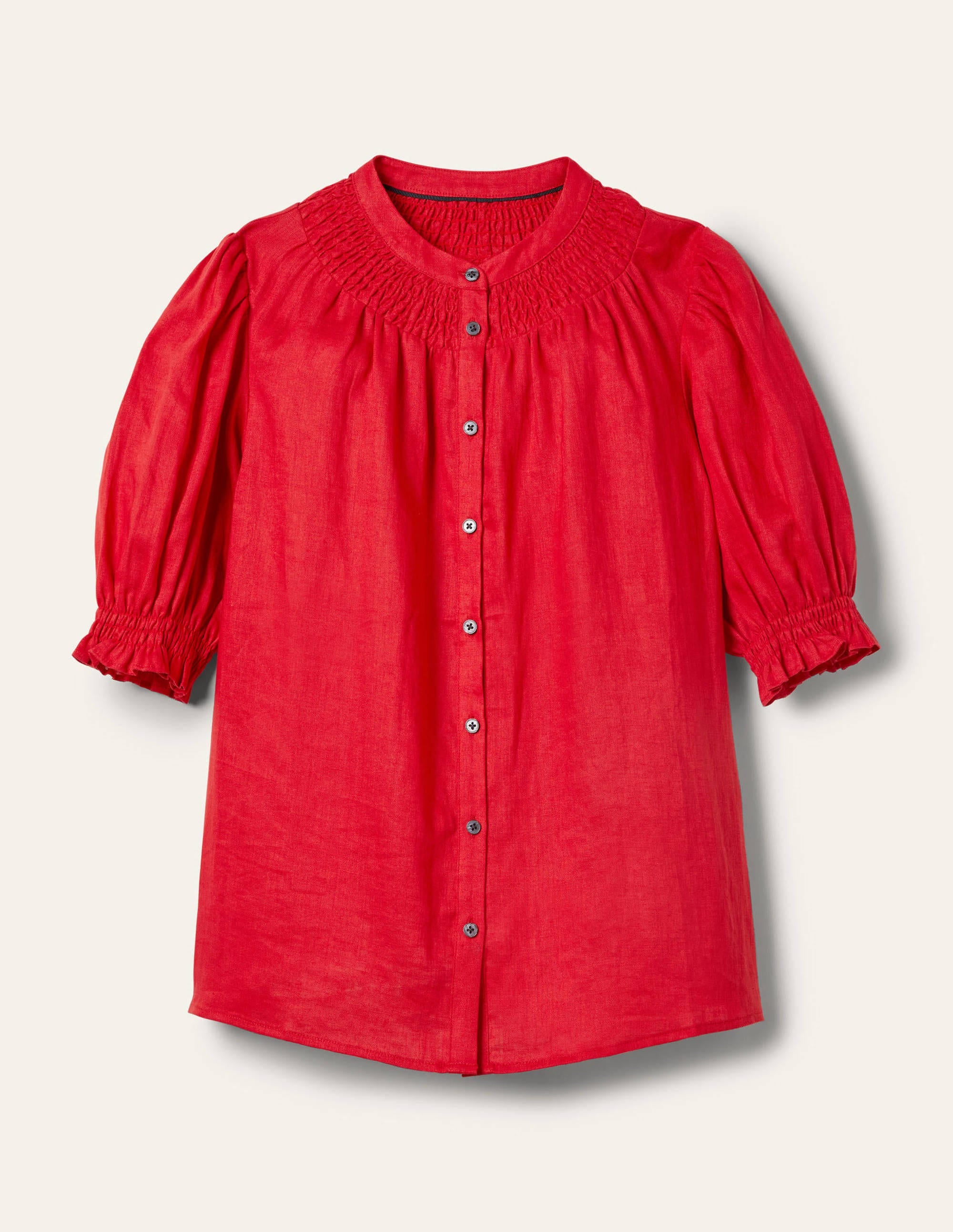 Gesmokte Bluse mit kurzen Ärmeln-Rot - Image 6