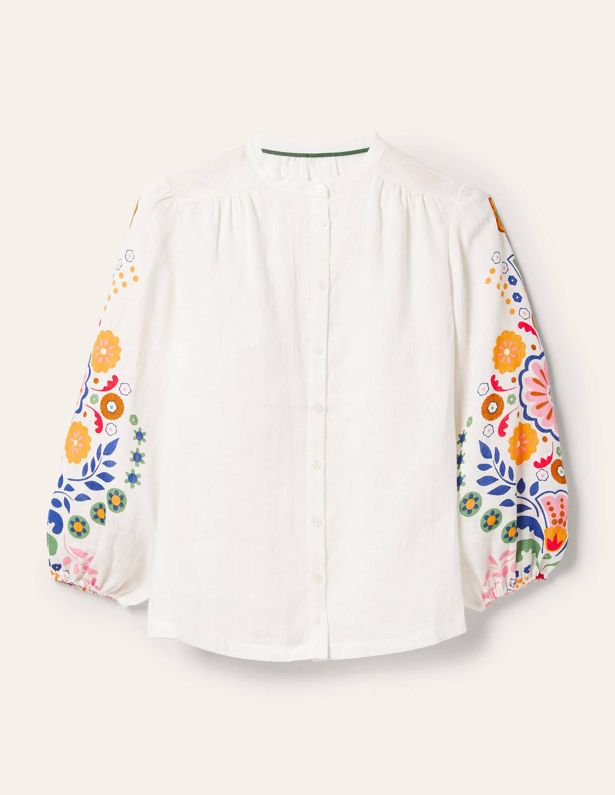 Blouse Becky manches longues en lin-Ivoire, motif Opulent Garden - Image 7