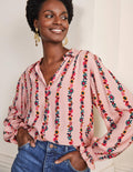 Smocking Detail Blouse-Milkshake, Flora Bloom