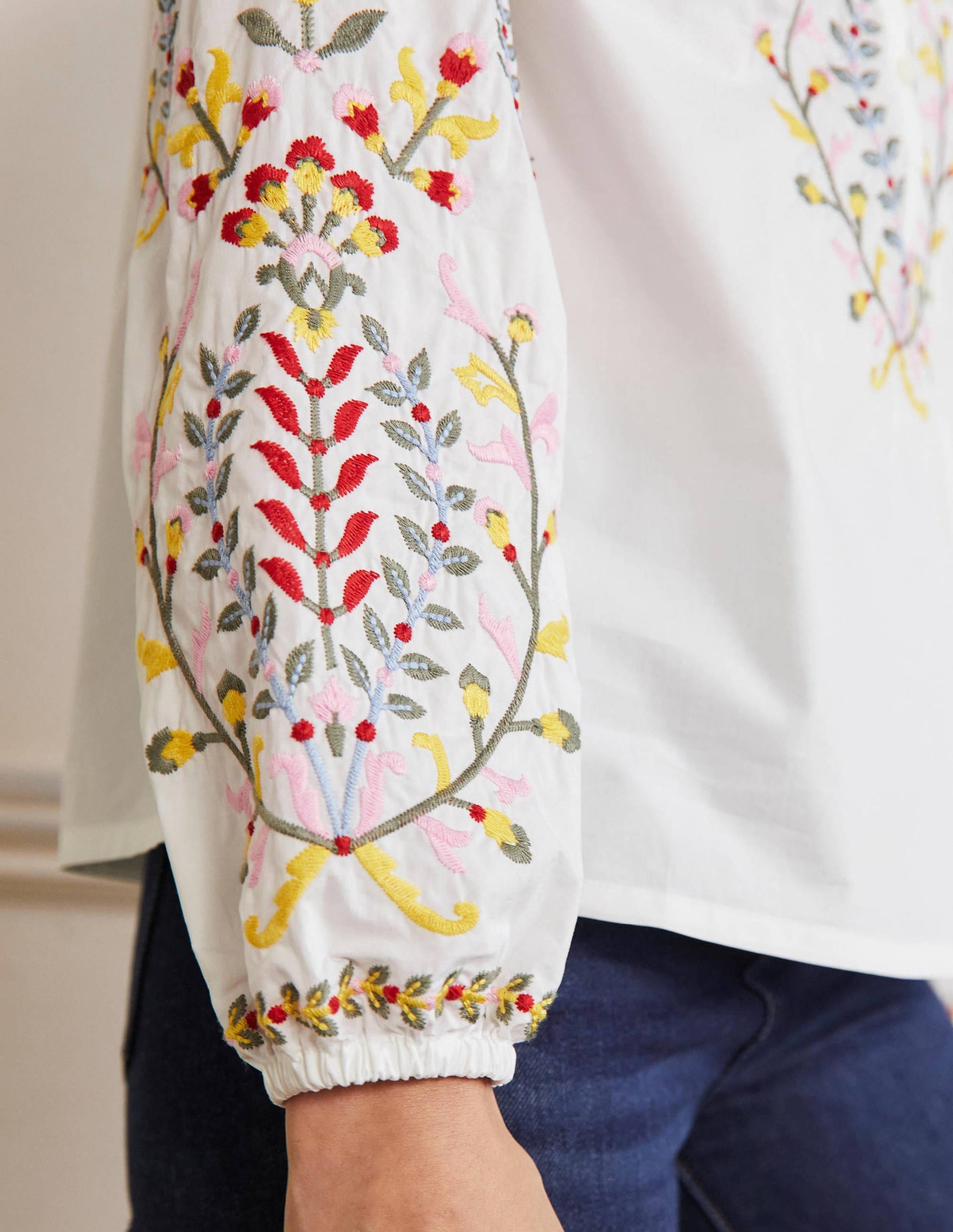 Blouse imprimée et brodée-Blanc-5