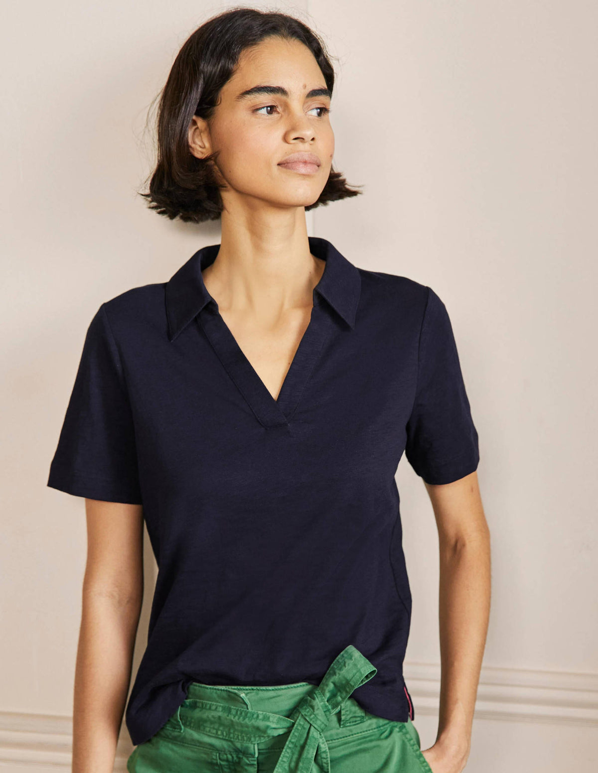 Polo en coton-Bleu marine - Image 1