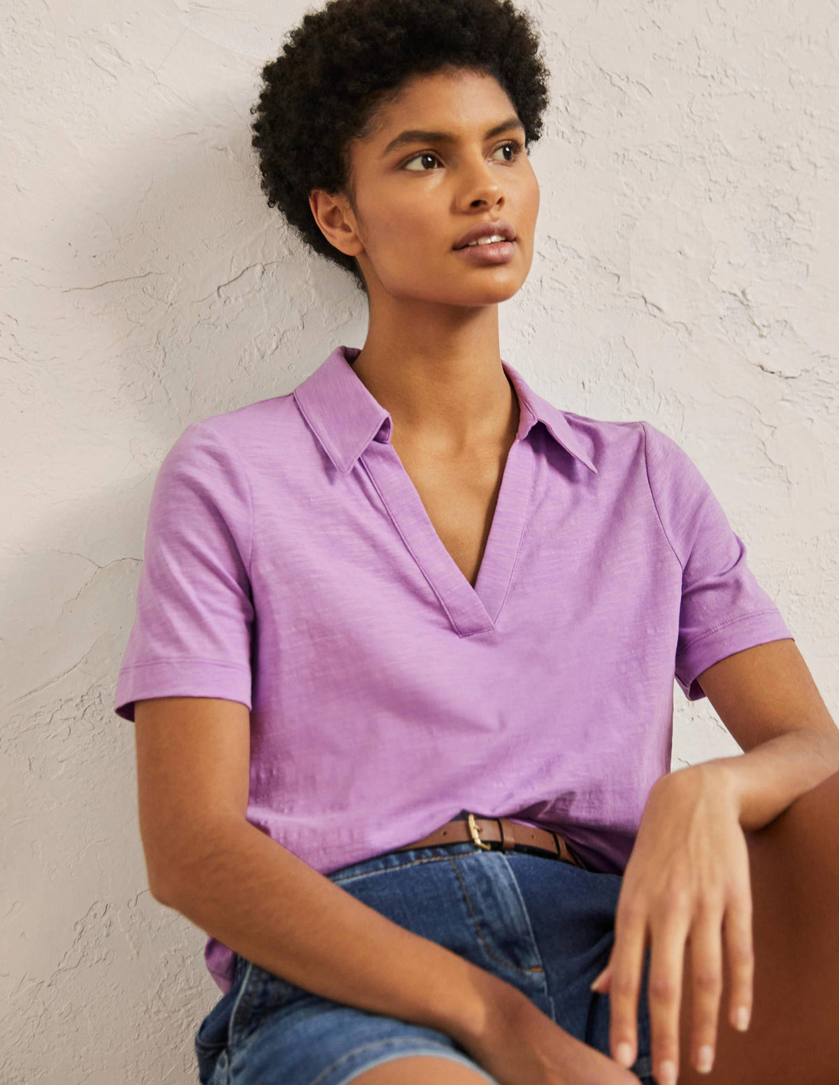 Poloshirt aus Baumwolle-Afrikanisches Violett - Image 1