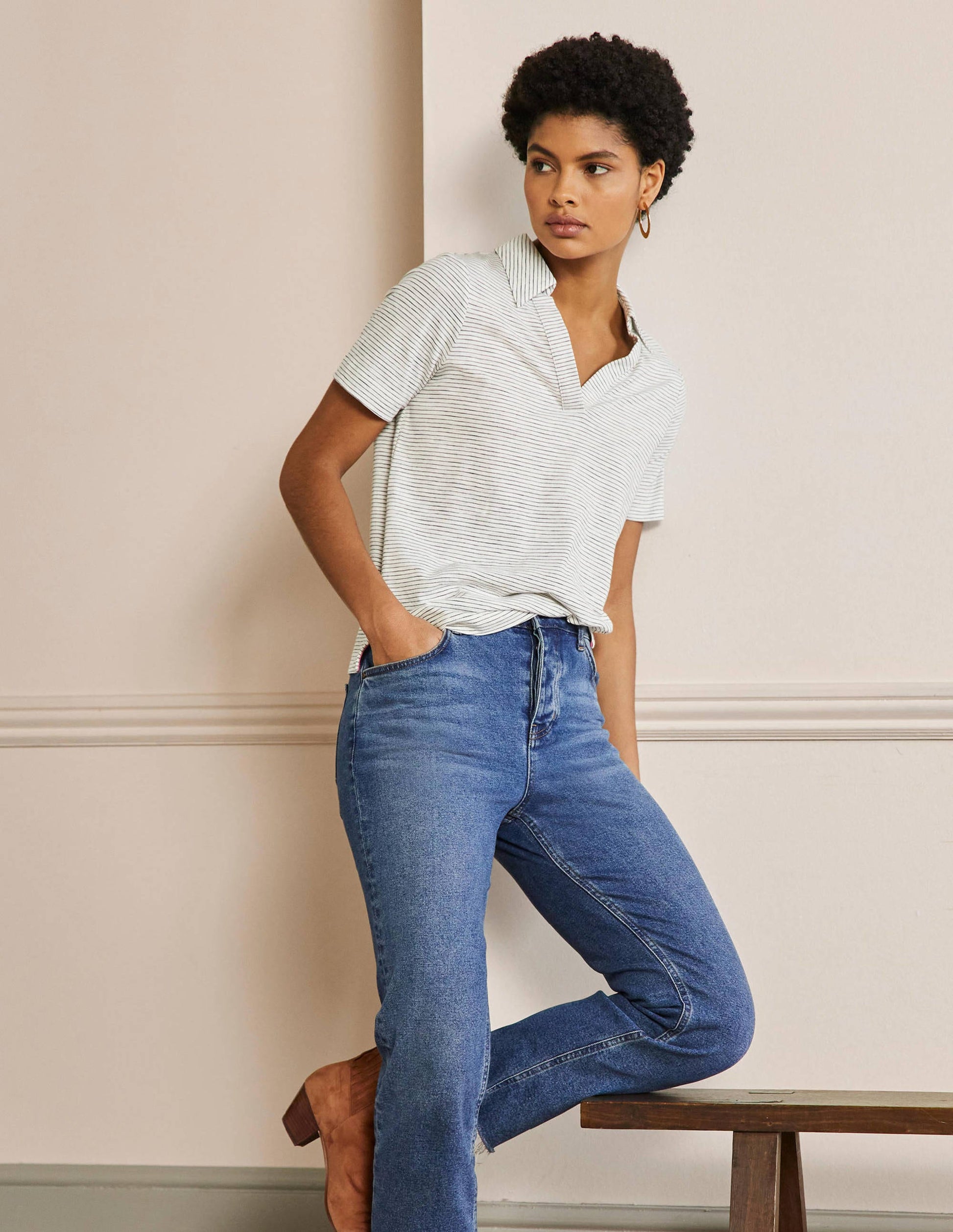 Polo en coton-Rayé ivoire/bleu marine-4