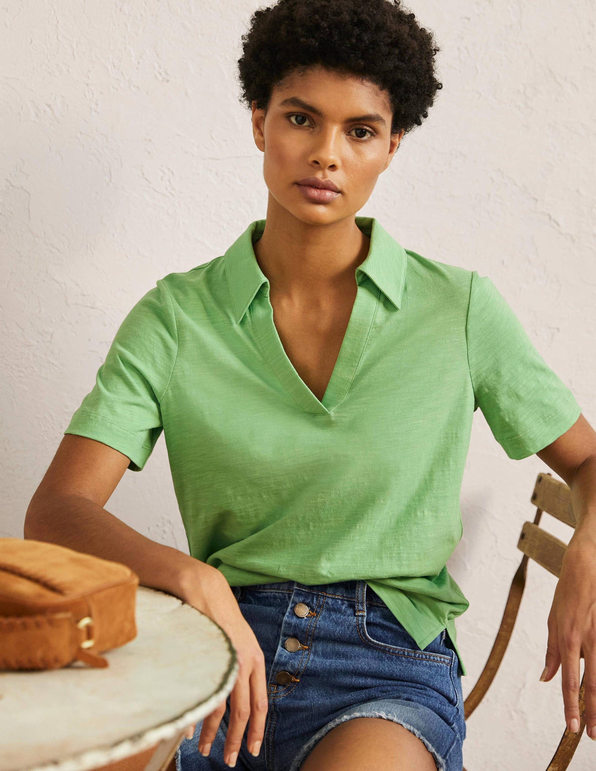 Cotton Polo Top-Zephyr Green-1