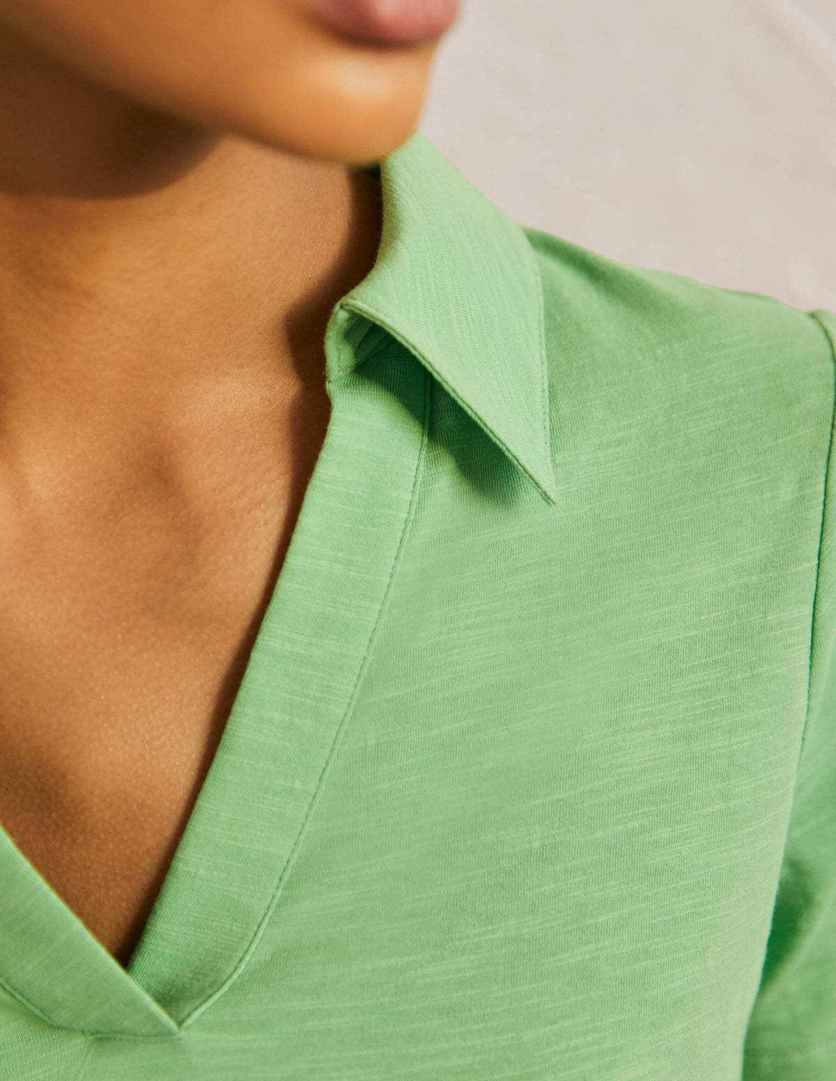 Cotton Polo Top-Zephyr Green - Image 2