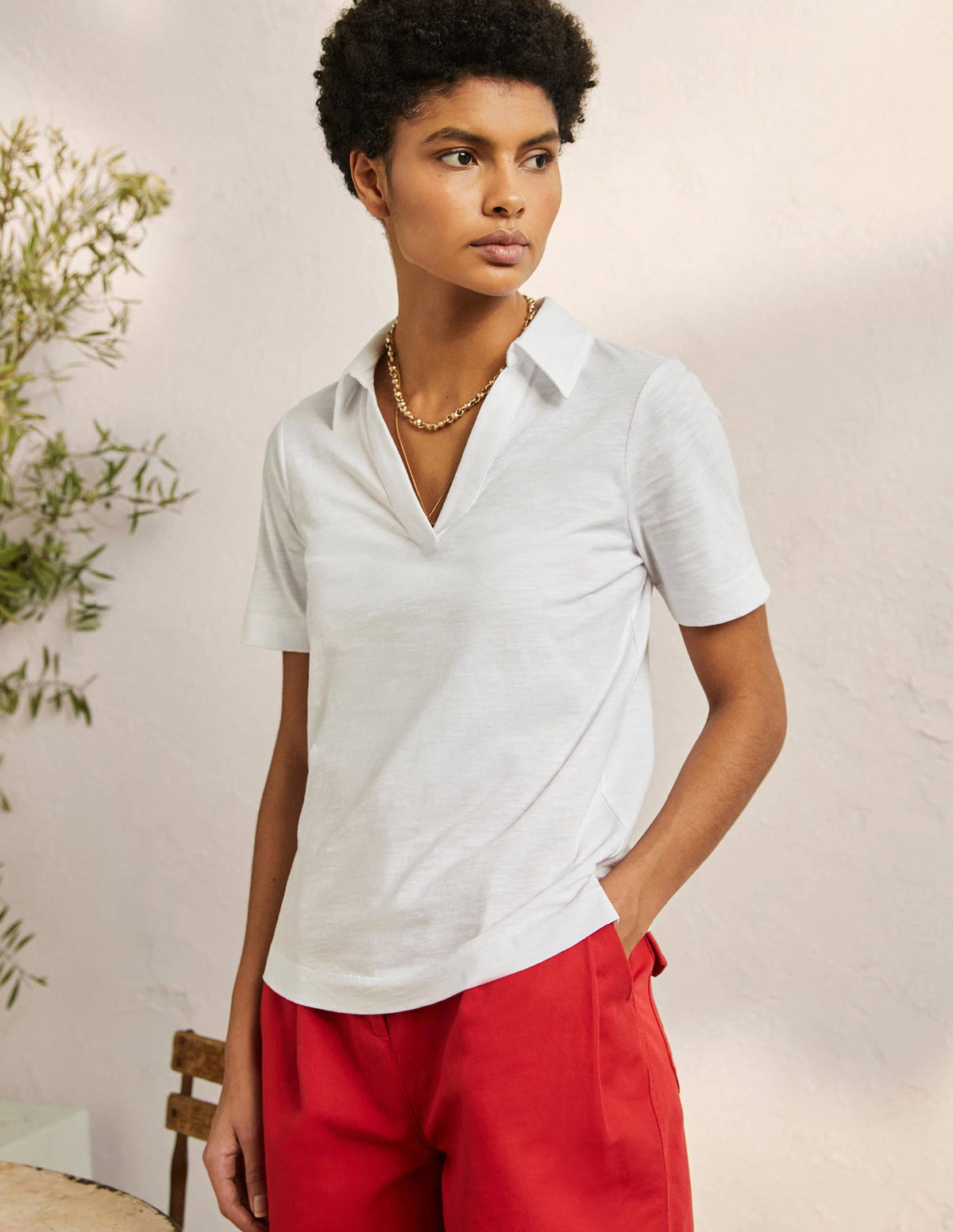 Poloshirt aus Baumwolle-Weiß-4