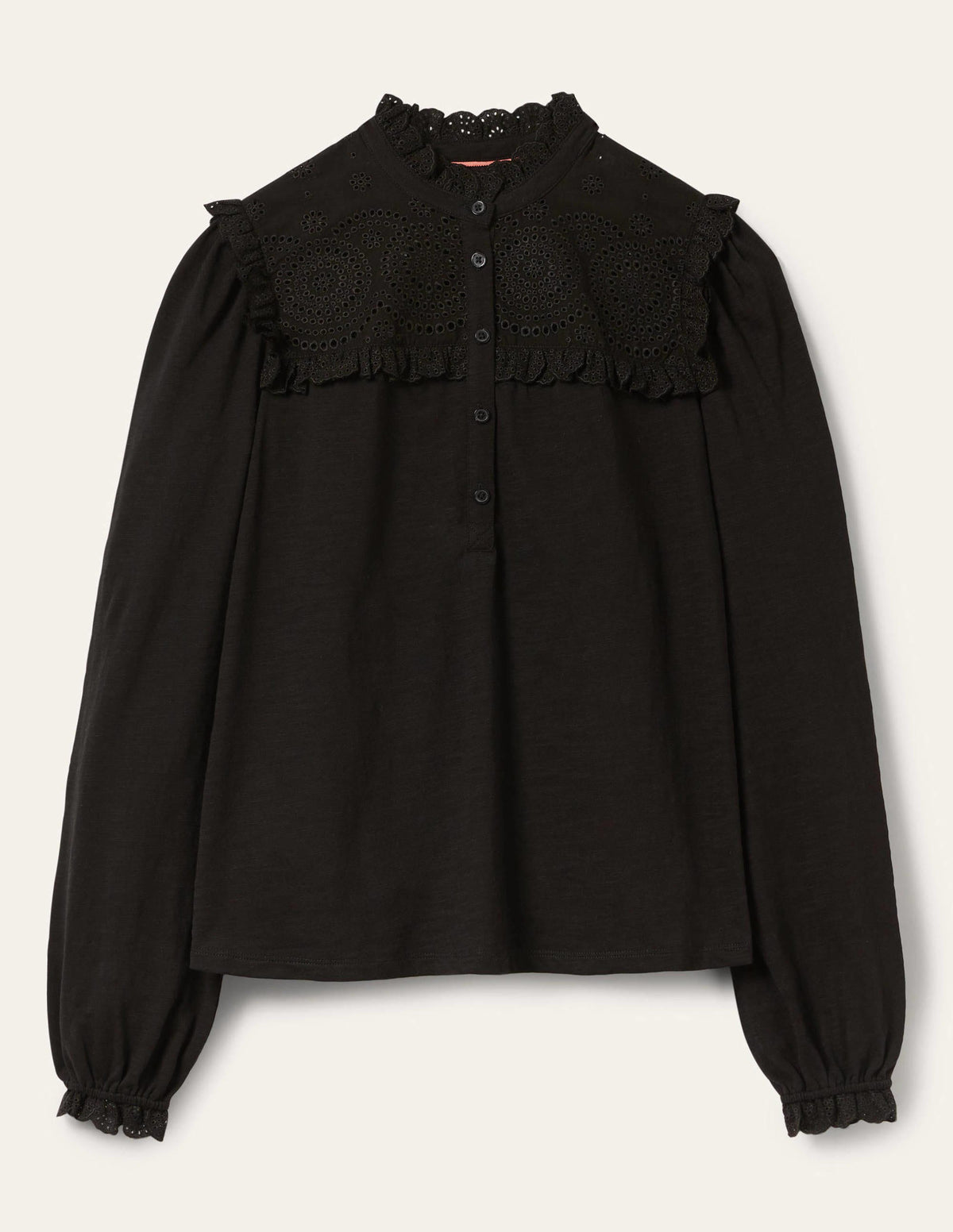 Jerseyoberteil mit gerüschter Passe-Schwarz - Image 5
