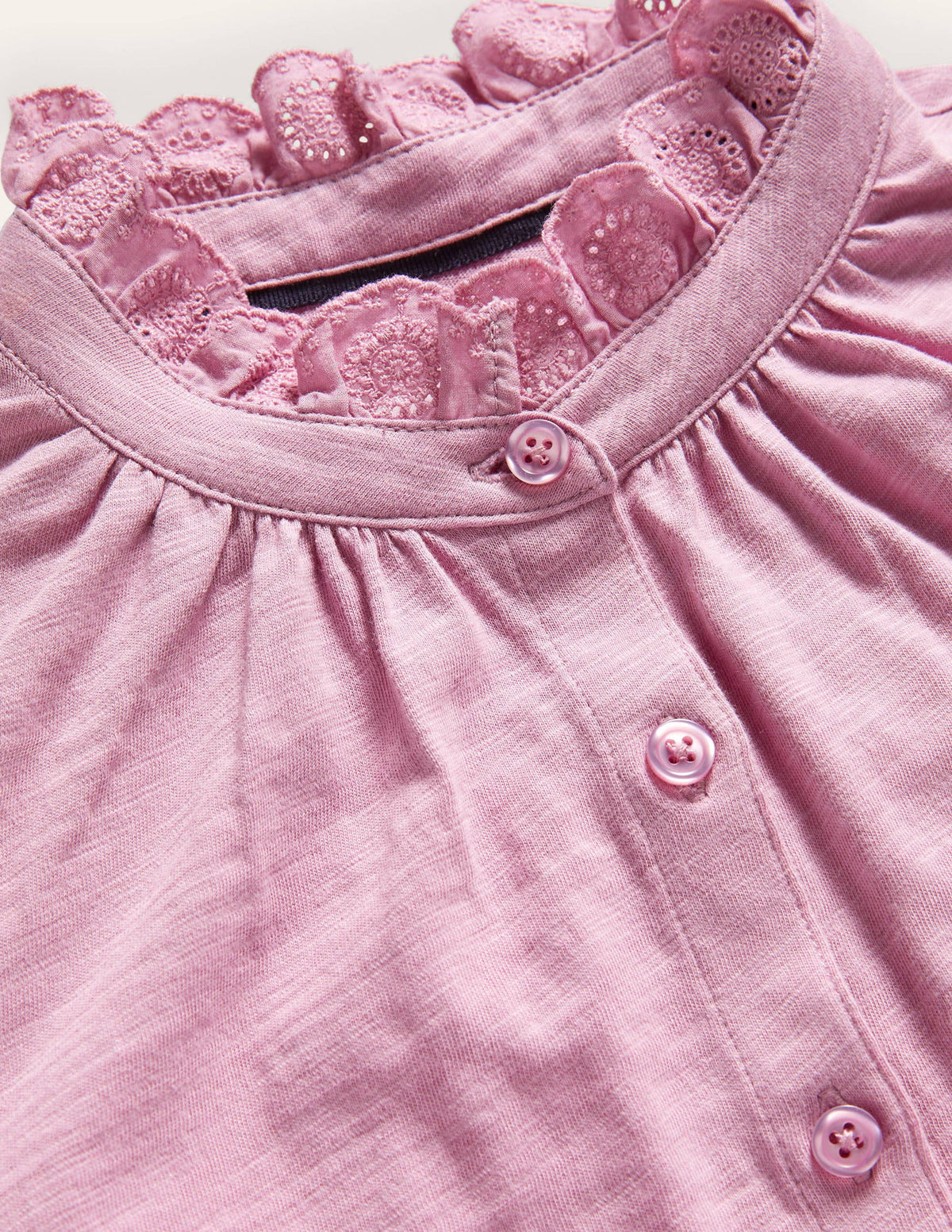 Broderie Trim Jersey Shirt-Orchid Haze-5