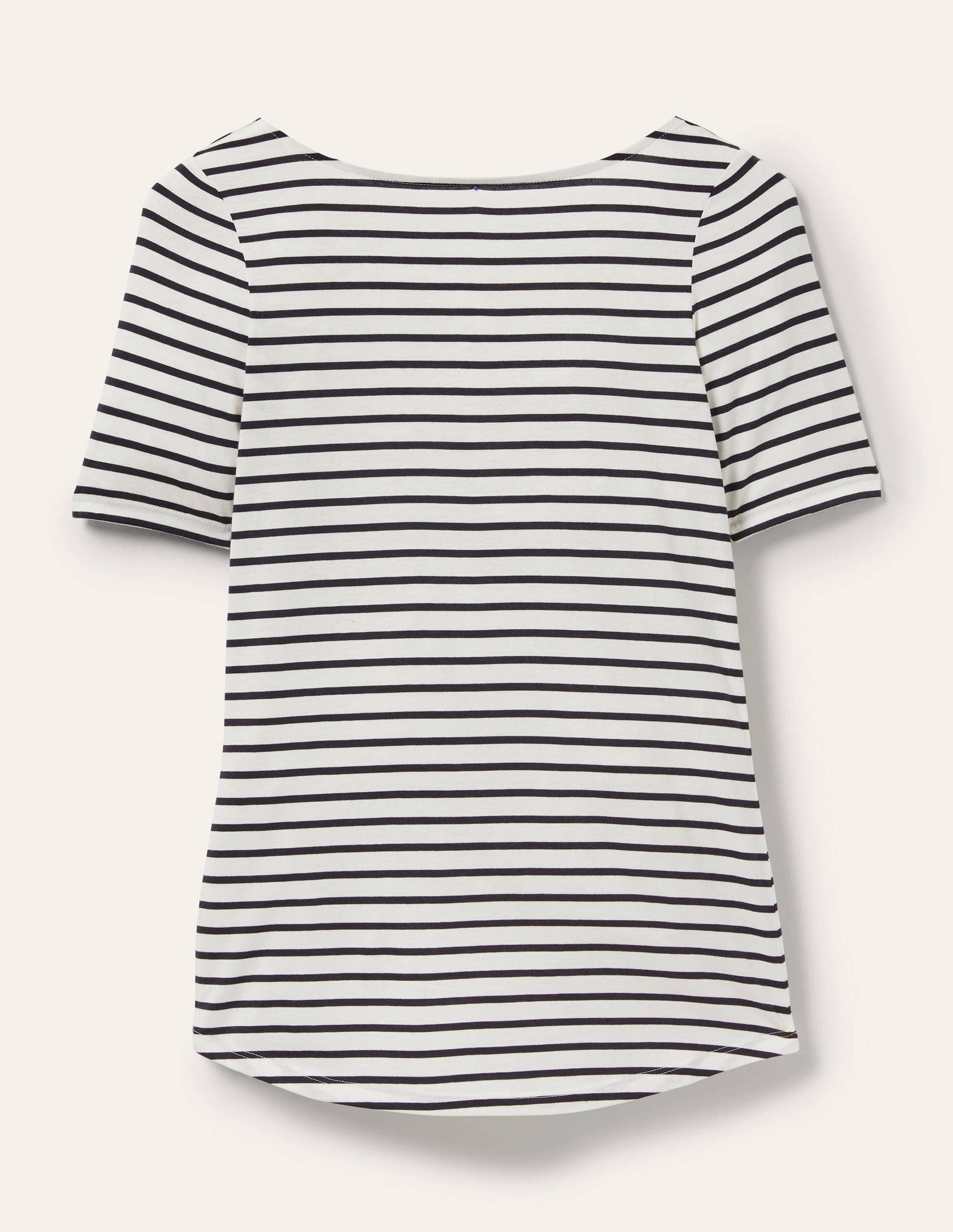 Superweiches T-Shirt mit rundem Rückenausschnitt-Naturweiß/Navy, Gestreift-5