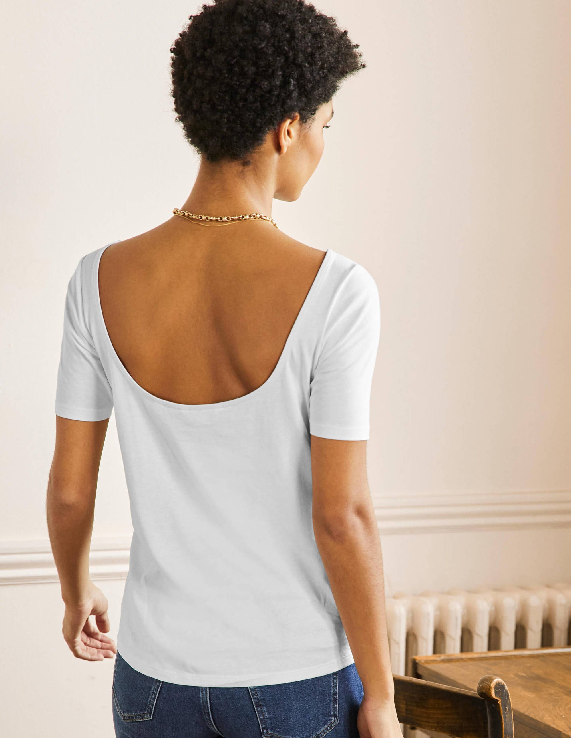 Superweiches T-Shirt mit rundem Rückenausschnitt-Weiß - Image 3