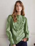 Frilly Popover Blouse-Basil
