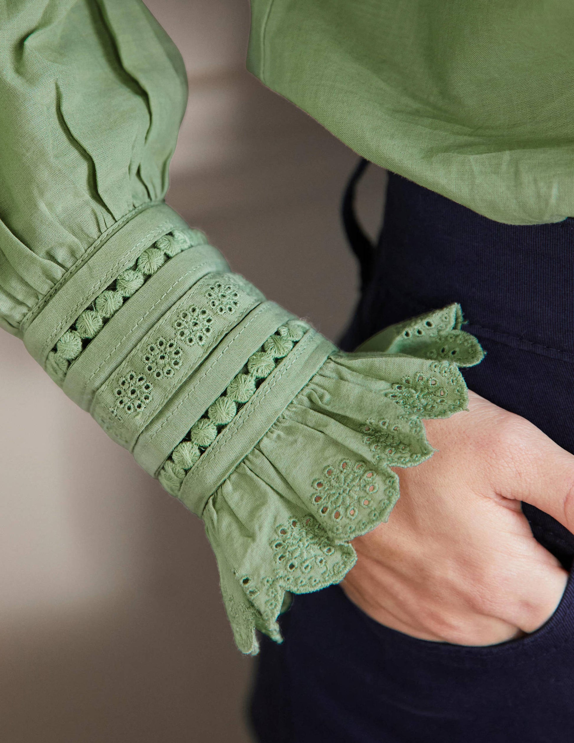Frilly Popover Blouse-Basil-2
