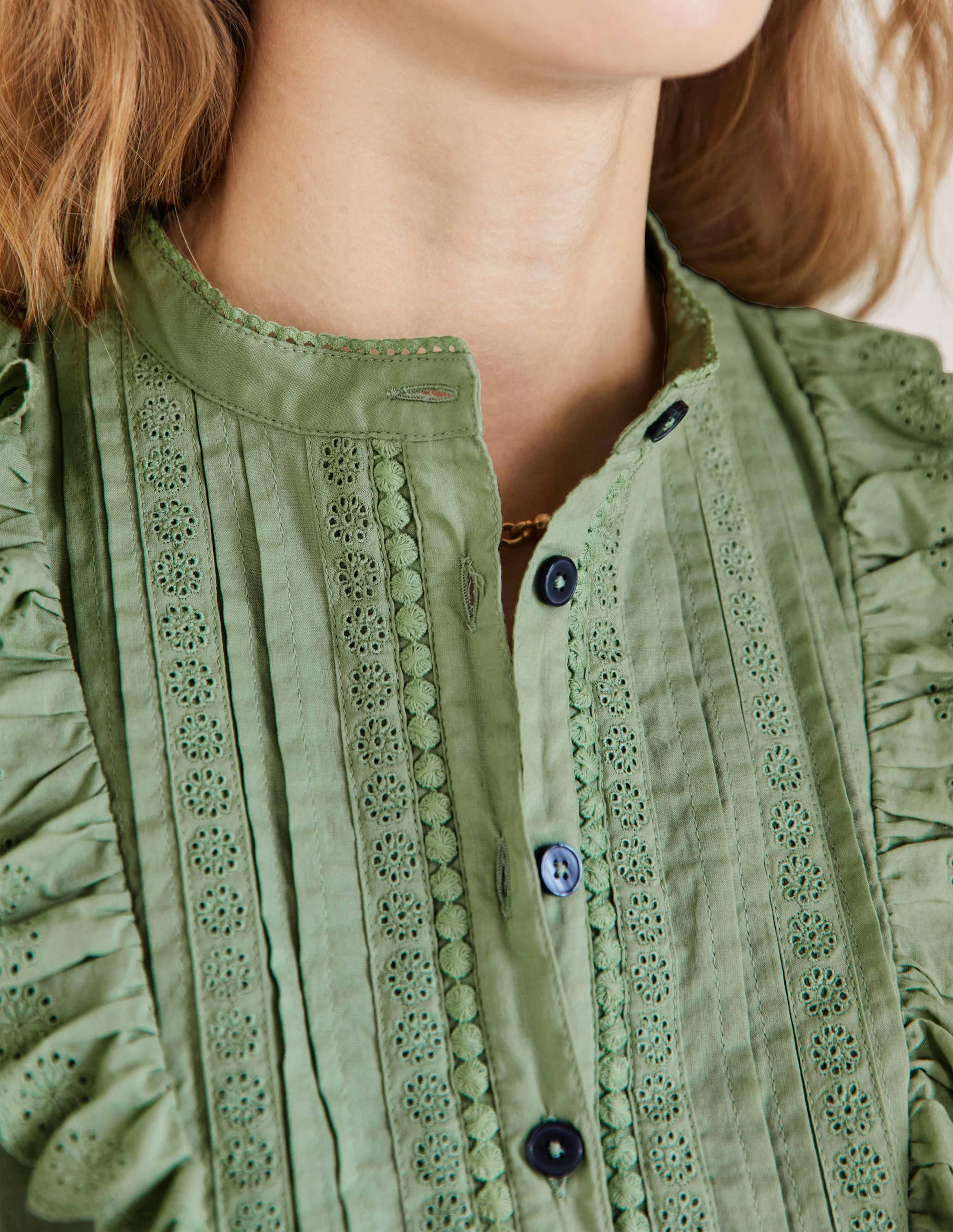 Frilly Popover Blouse-Basil - Image 5