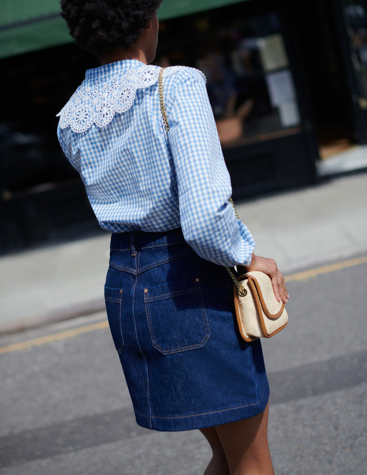 Chemise à col broderie anglaise-Bleu, vichy-7