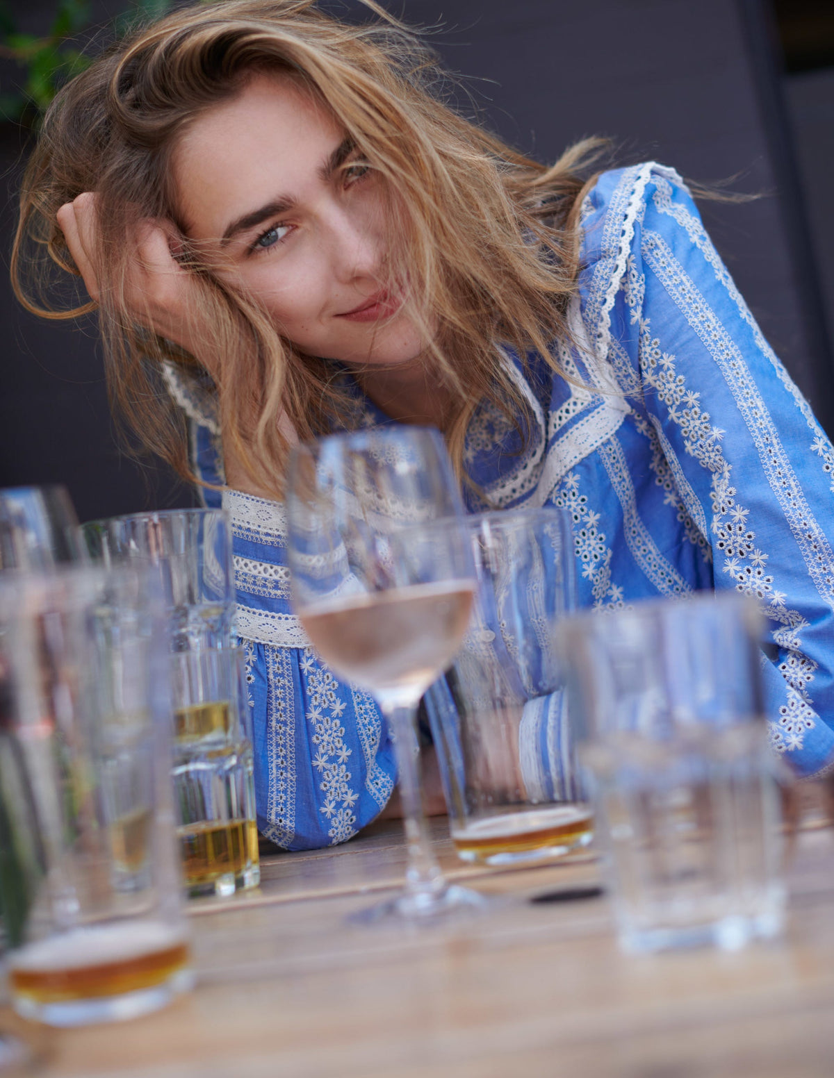 Bluse mit Häkelborte-Faux-Uni-5