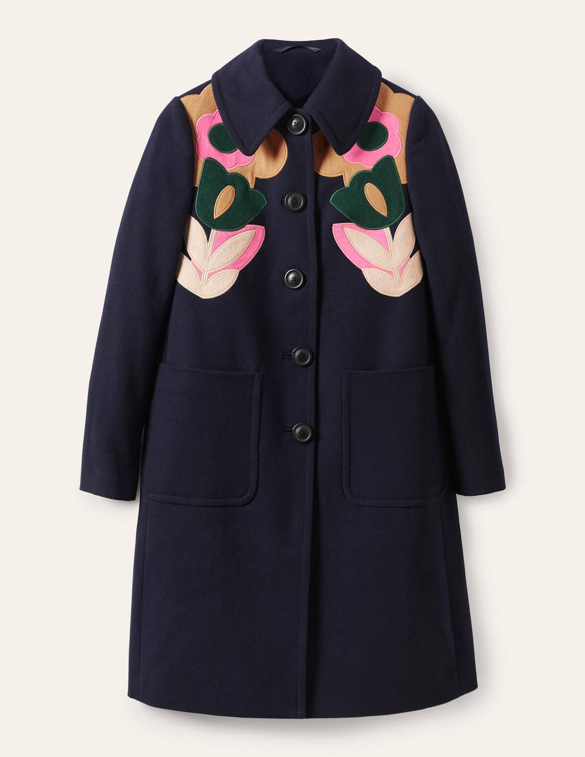 Amelia Wollmantel mit Applikation-Marineblau-5