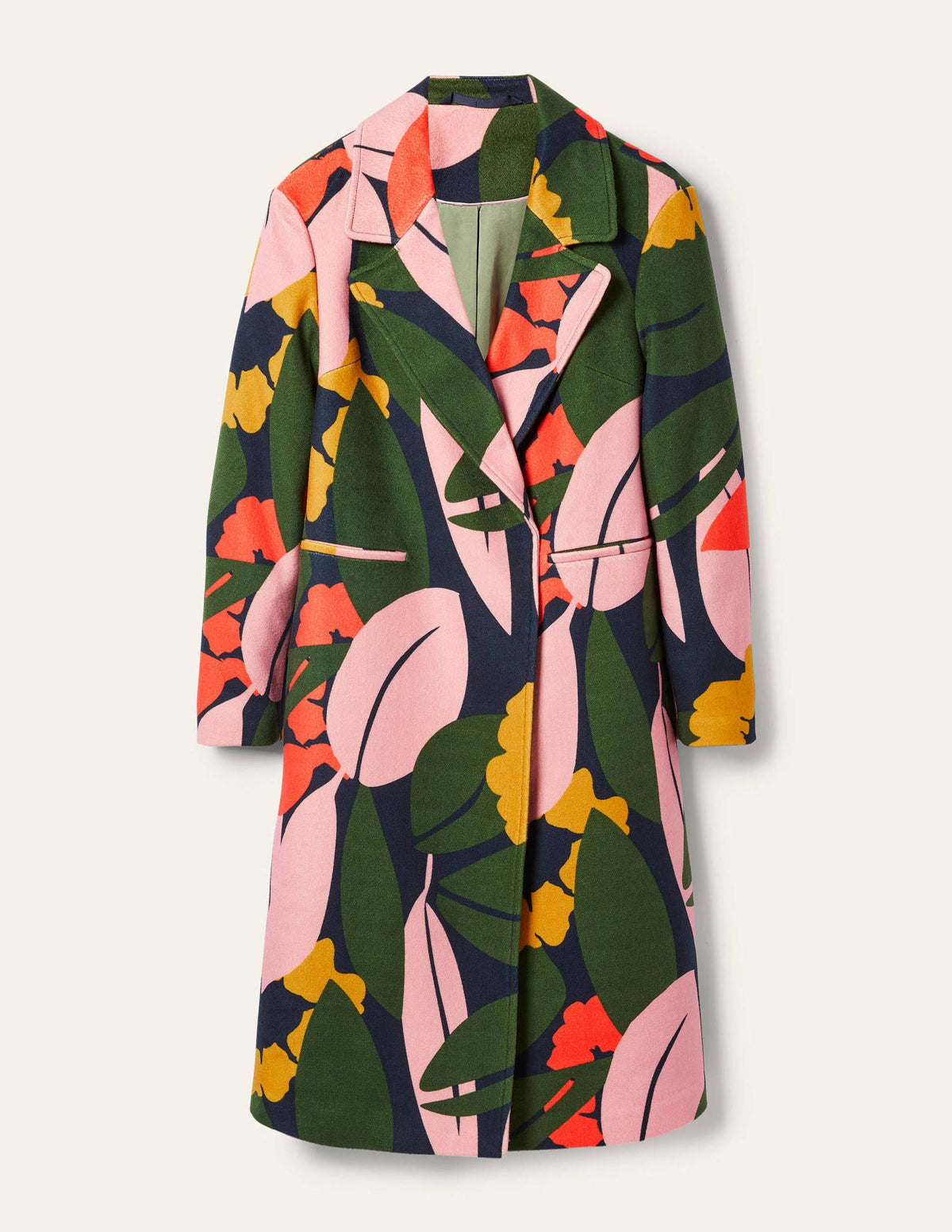 Manteau Constance en laine imprimée-Bleu marine foncé, motif Abstract Bloom-5