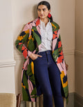 Manteau Constance en laine imprimée-Bleu marine foncé, motif Abstract Bloom