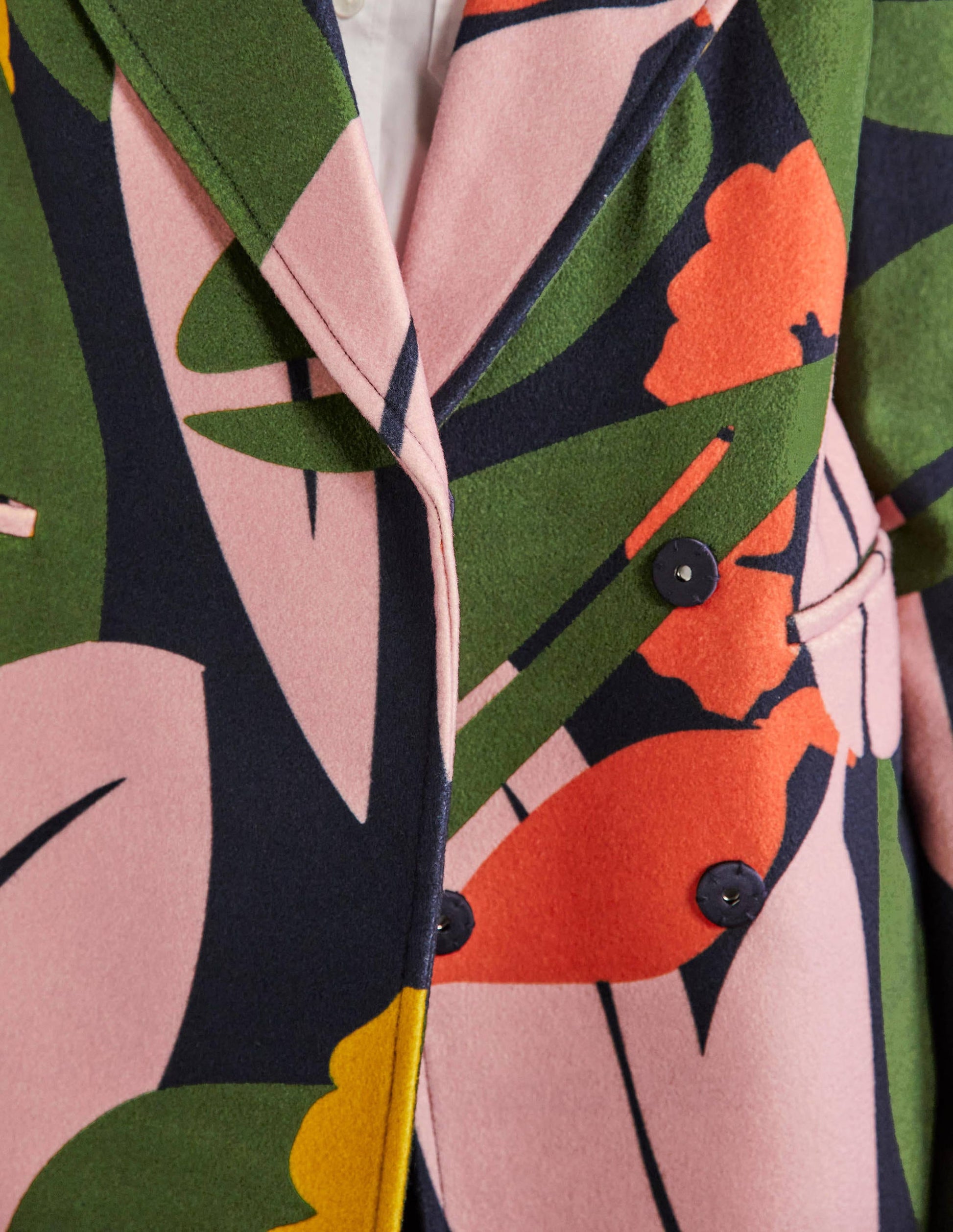Manteau Constance en laine imprimée-Bleu marine foncé, motif Abstract Bloom-2