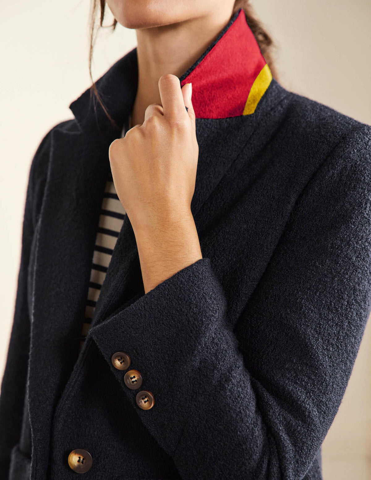 Bella Strukturierter Blazer aus Wolle-Marineblau - Image 5