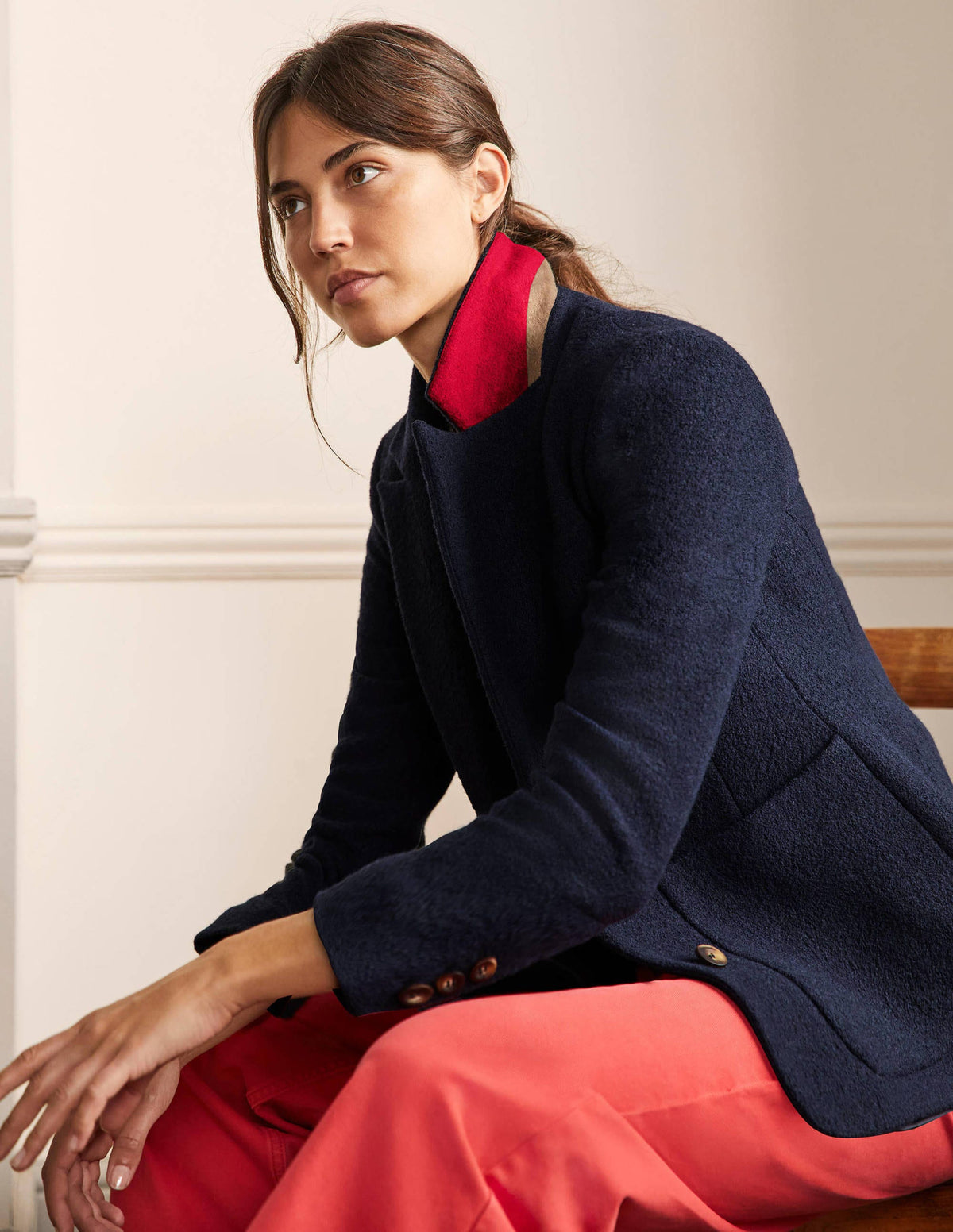 Bella Strukturierter Blazer aus Wolle-Marineblau - Image 6