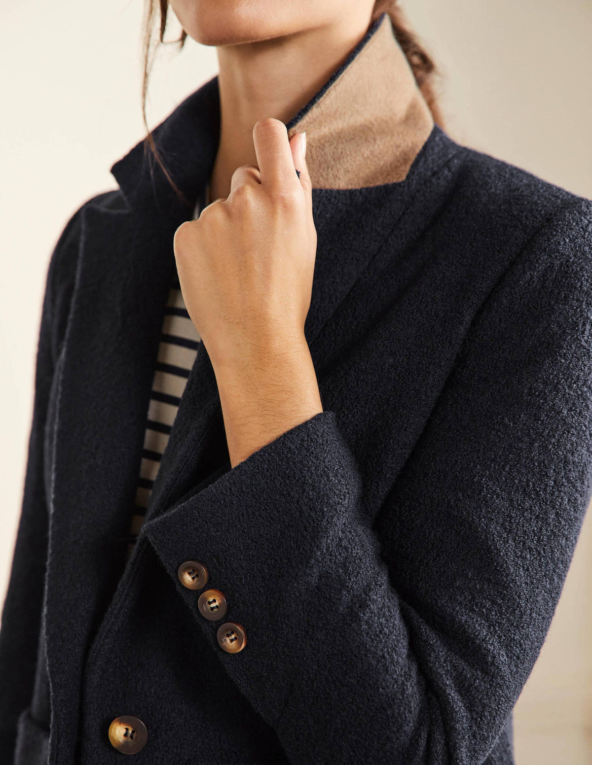 Bella Strukturierter Blazer aus Wolle-Marineblau - Image 2