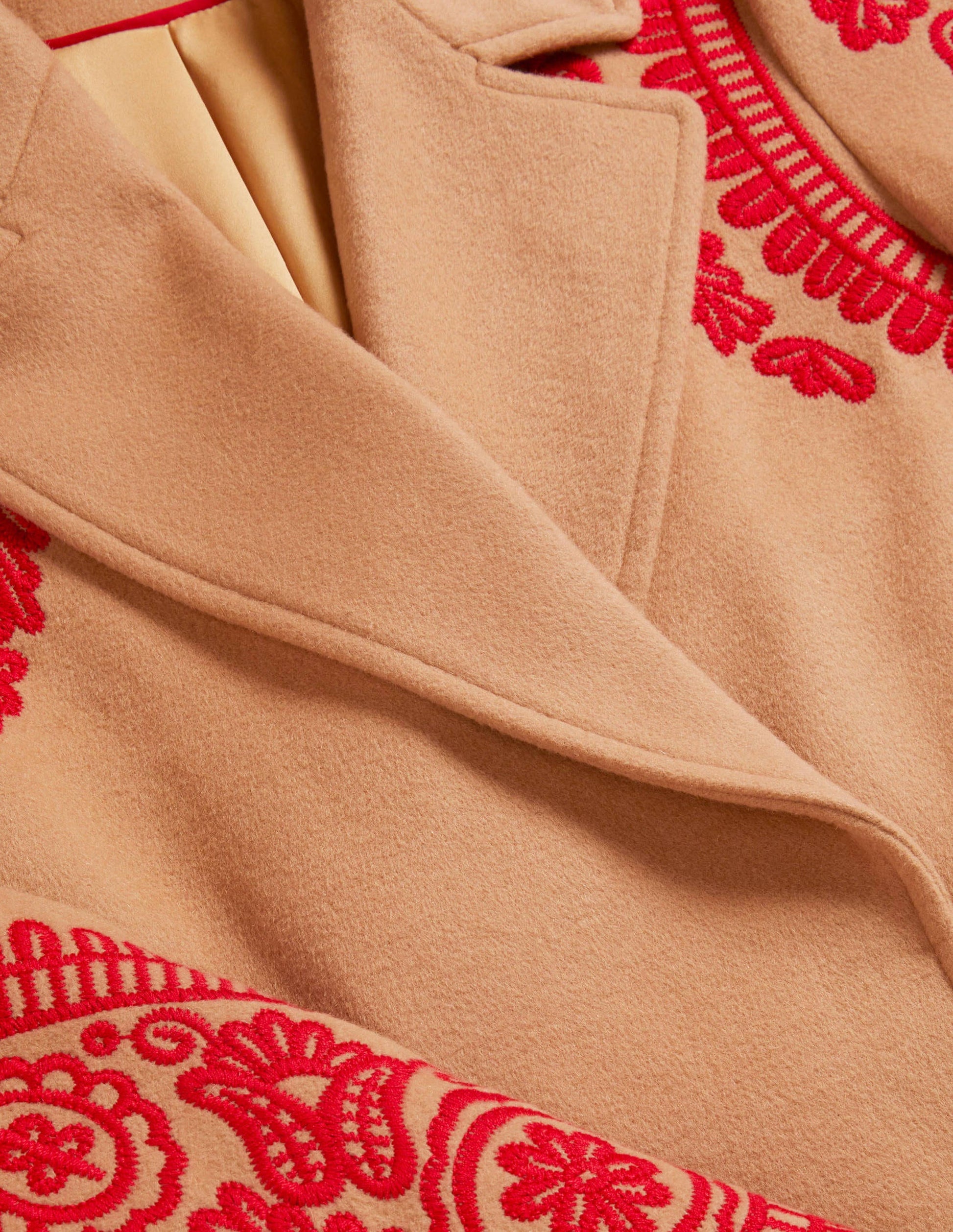 Cecily Embroidered Wool Coat-Oatmeal/Camel Marl-5
