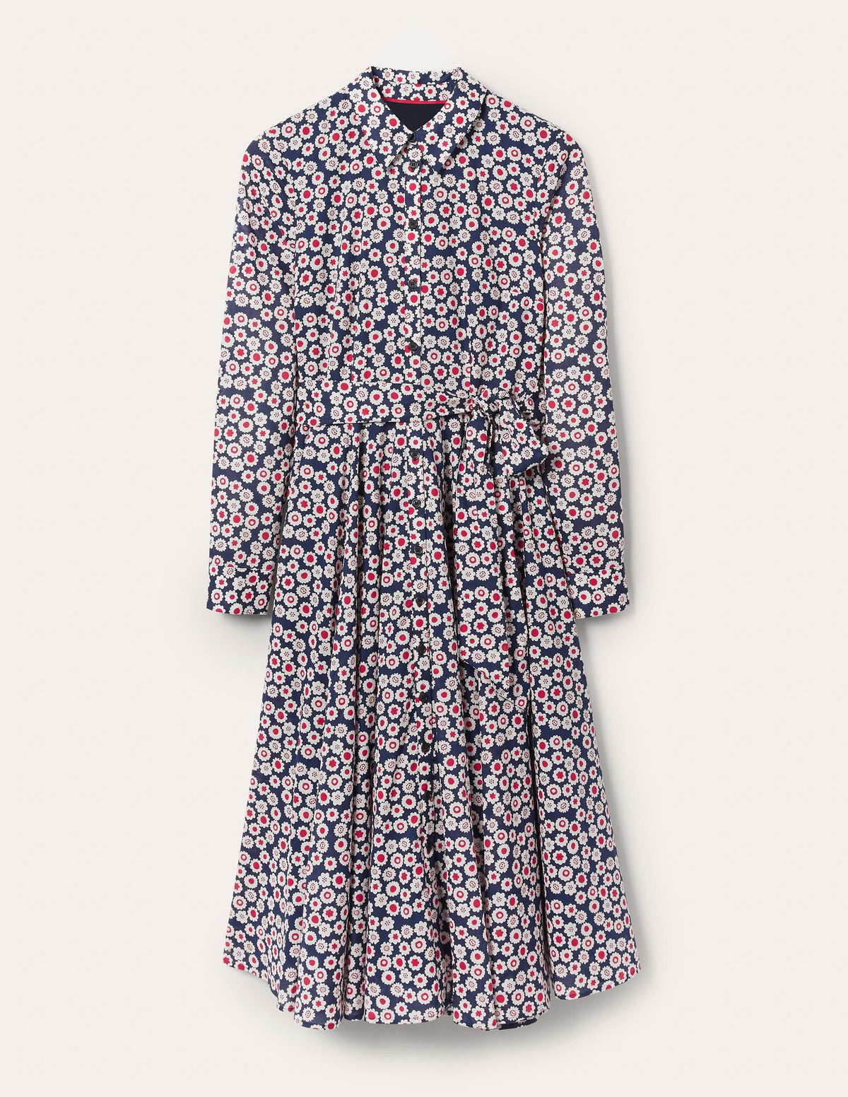Kitty Midi-Hemdblusenkleid-Französisches Navy, Filigranes Wirbelmuster - Image 5